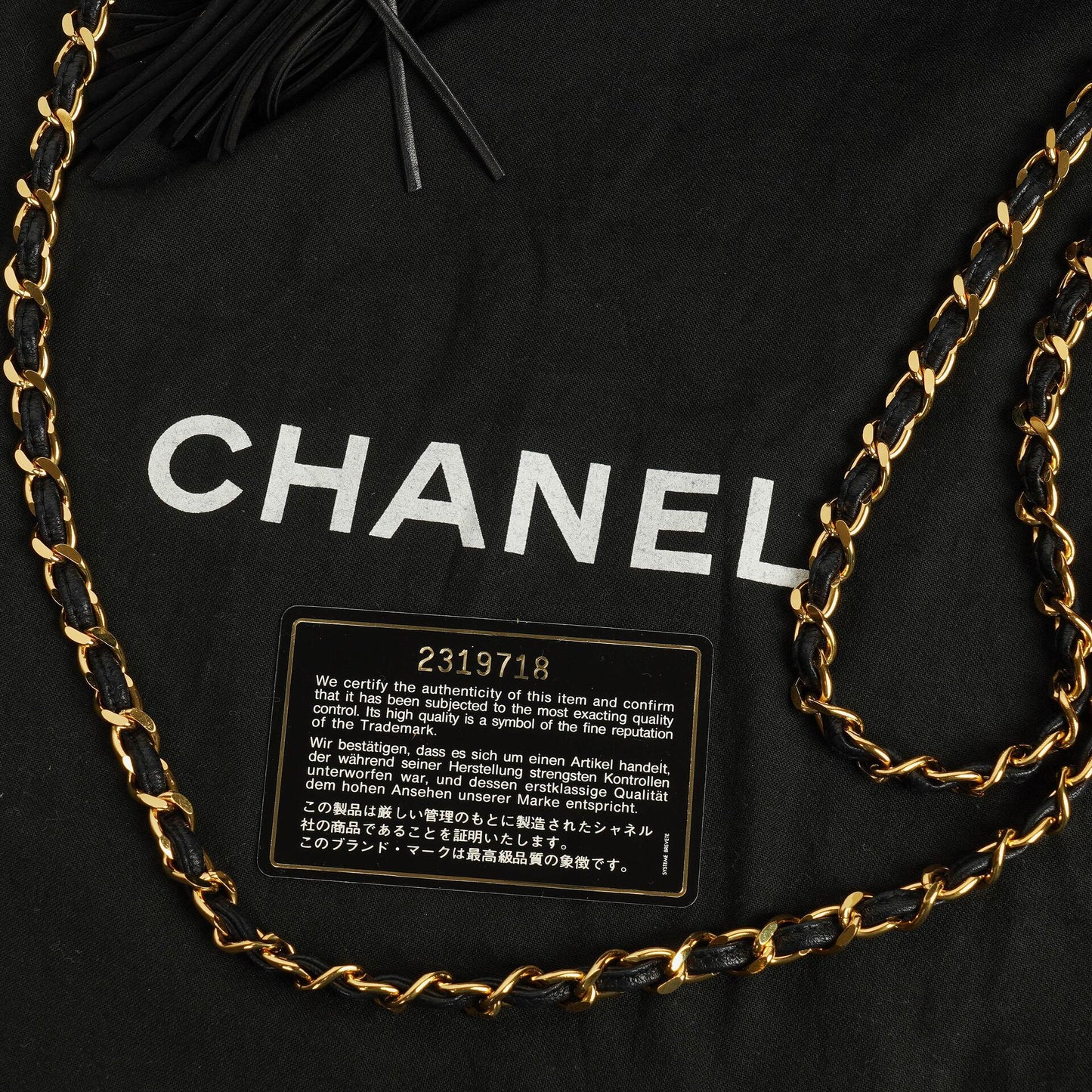 Chanel CC Black Quilted Patent Leather Camera Tassel Bag