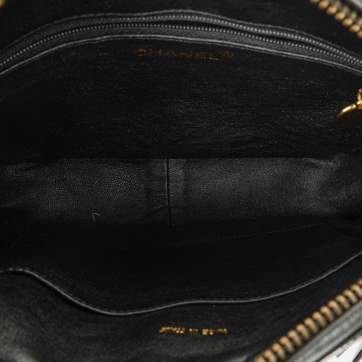 Chanel CC Black Quilted Patent Leather Camera Tassel Bag