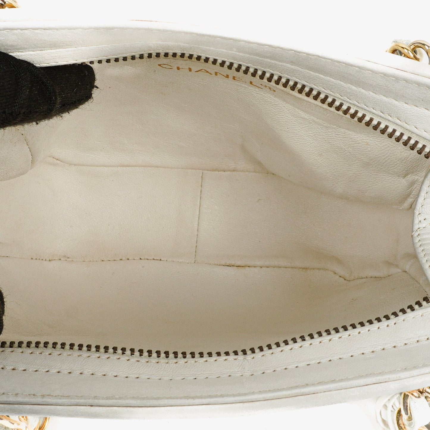 Chanel CC Double Chain White Shoulder Bag