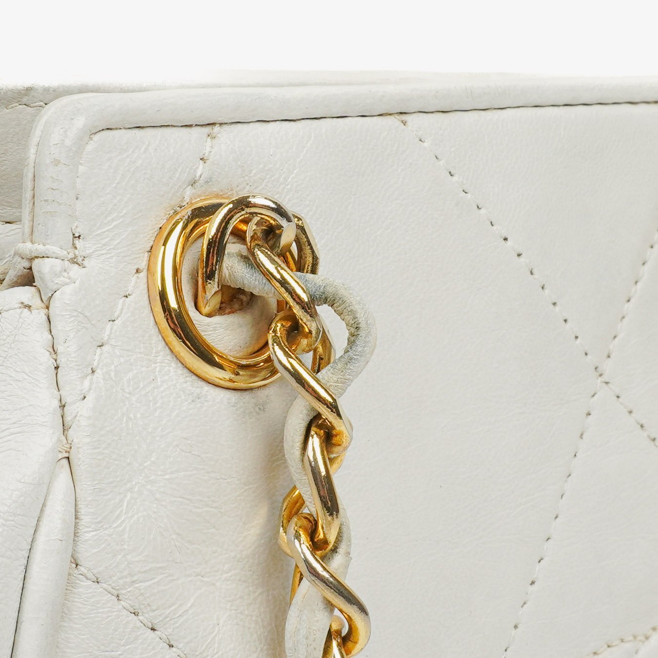 Chanel CC Double Chain White Shoulder Bag