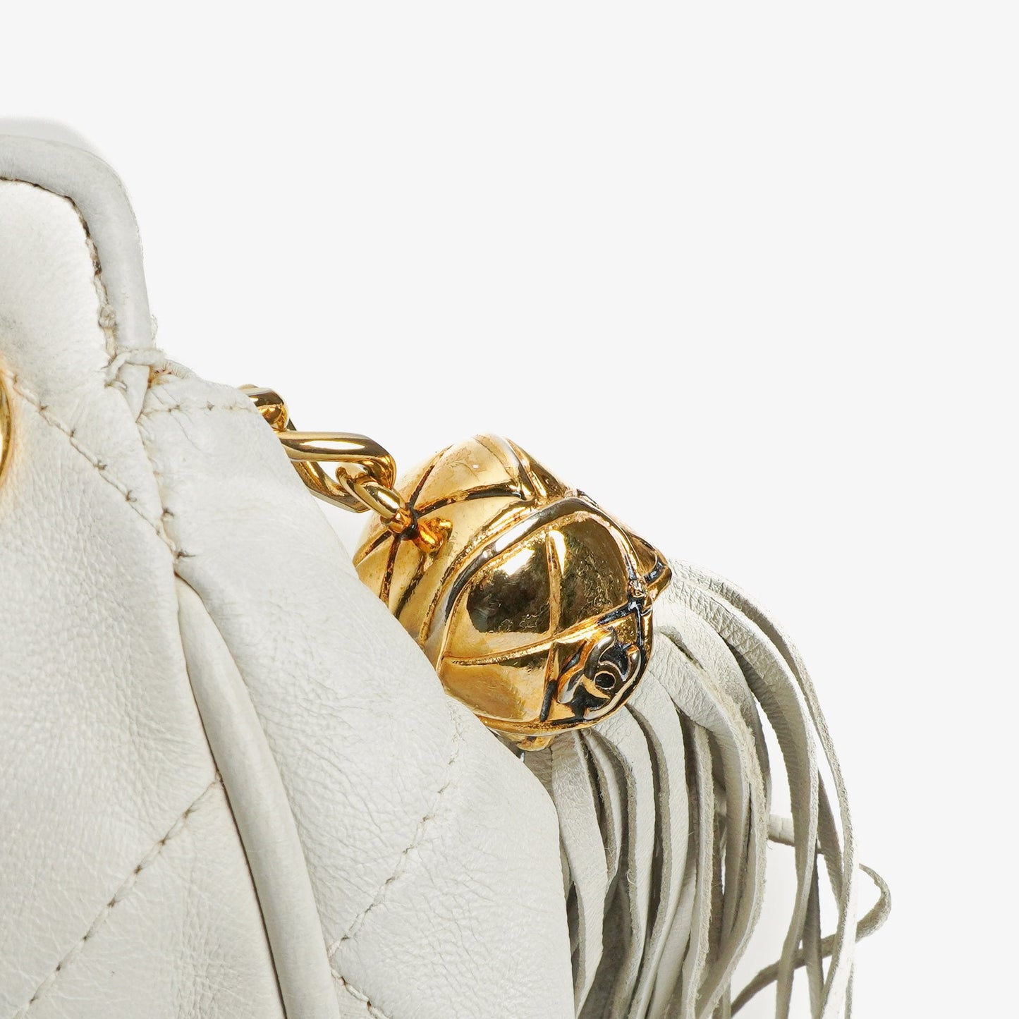 Chanel CC Double Chain White Shoulder Bag