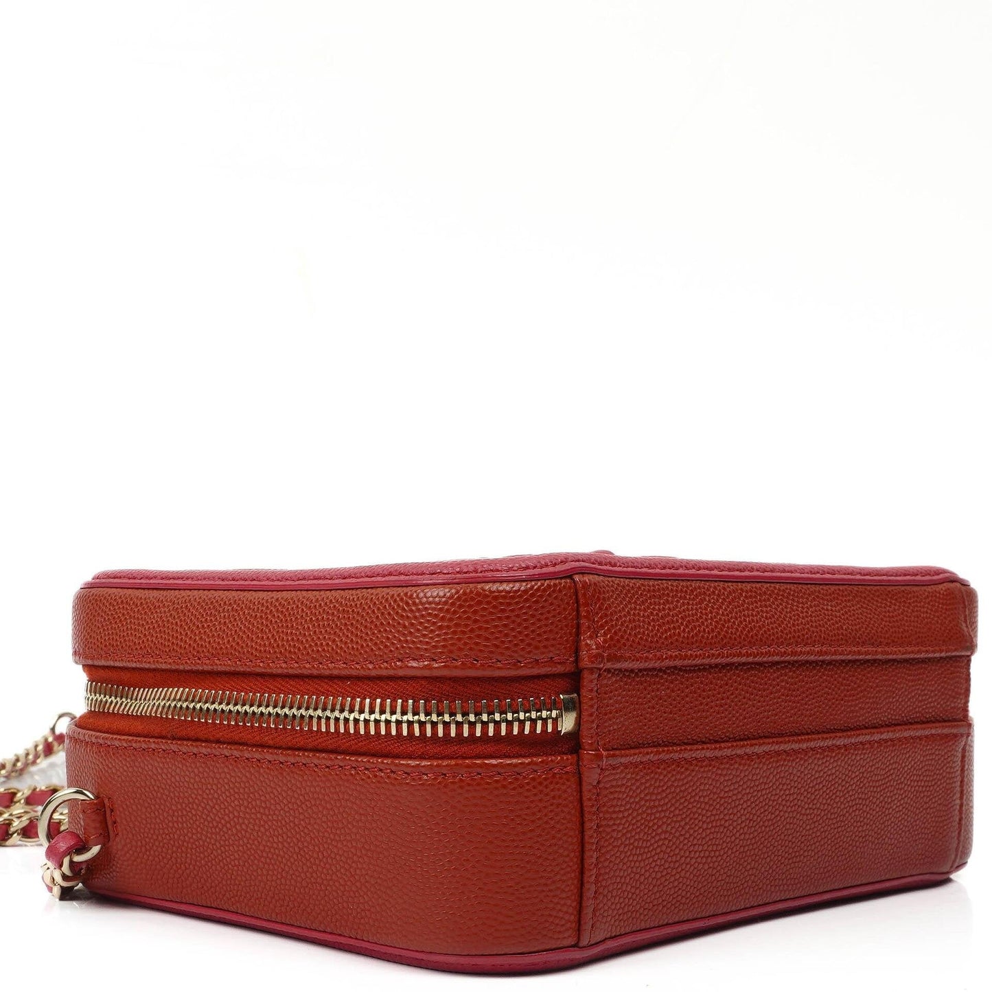 Chanel CC Filigree Small Vanity Case In Red And Pink Quilted Caviar Leather And Champagne Gold-Tone Hardware