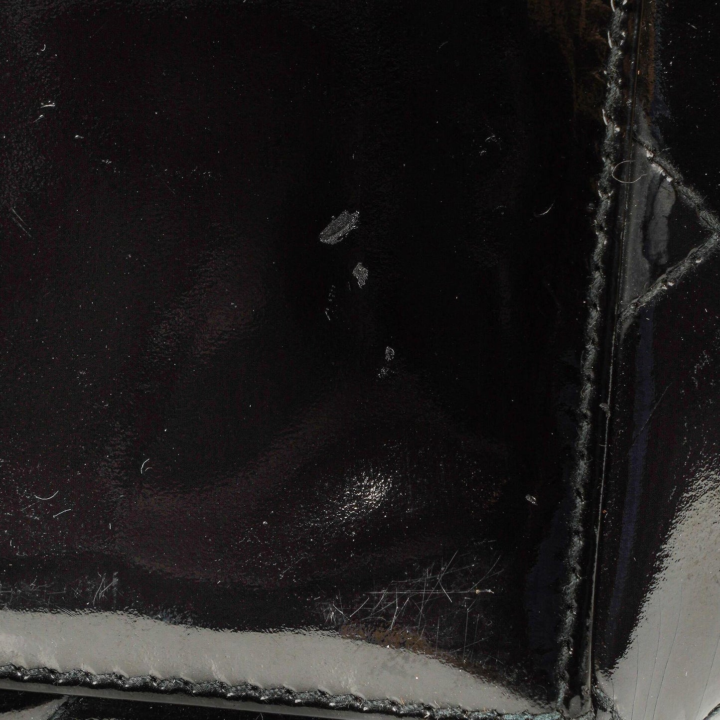 Chanel CC Front Pocket Black Quilted Patent Leather Small Tote Bag