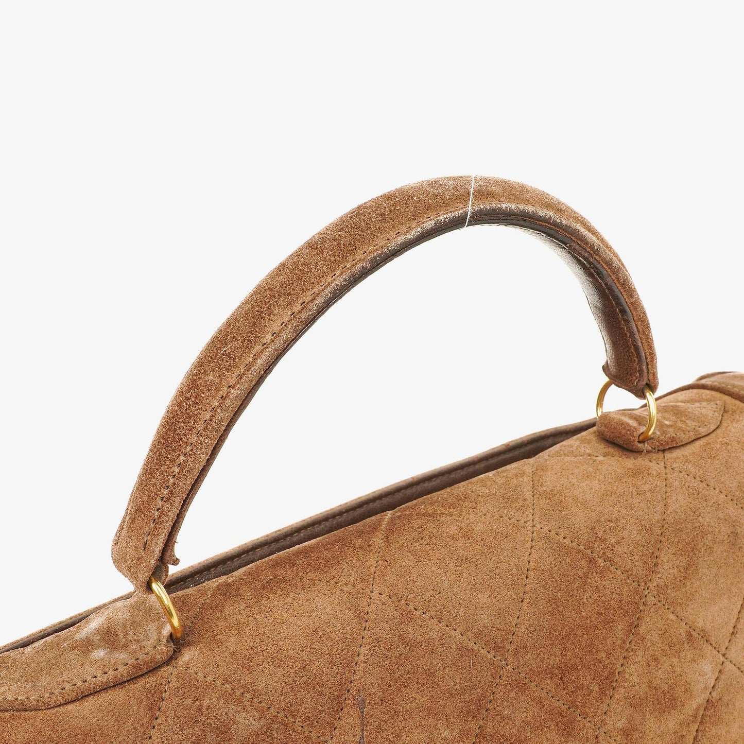 Chanel CC Logo Brown Suede Top Handle