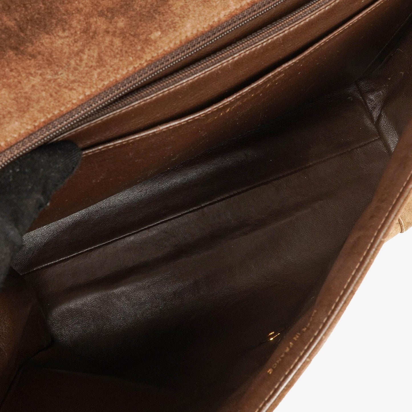 Chanel CC Logo Brown Suede Top Handle