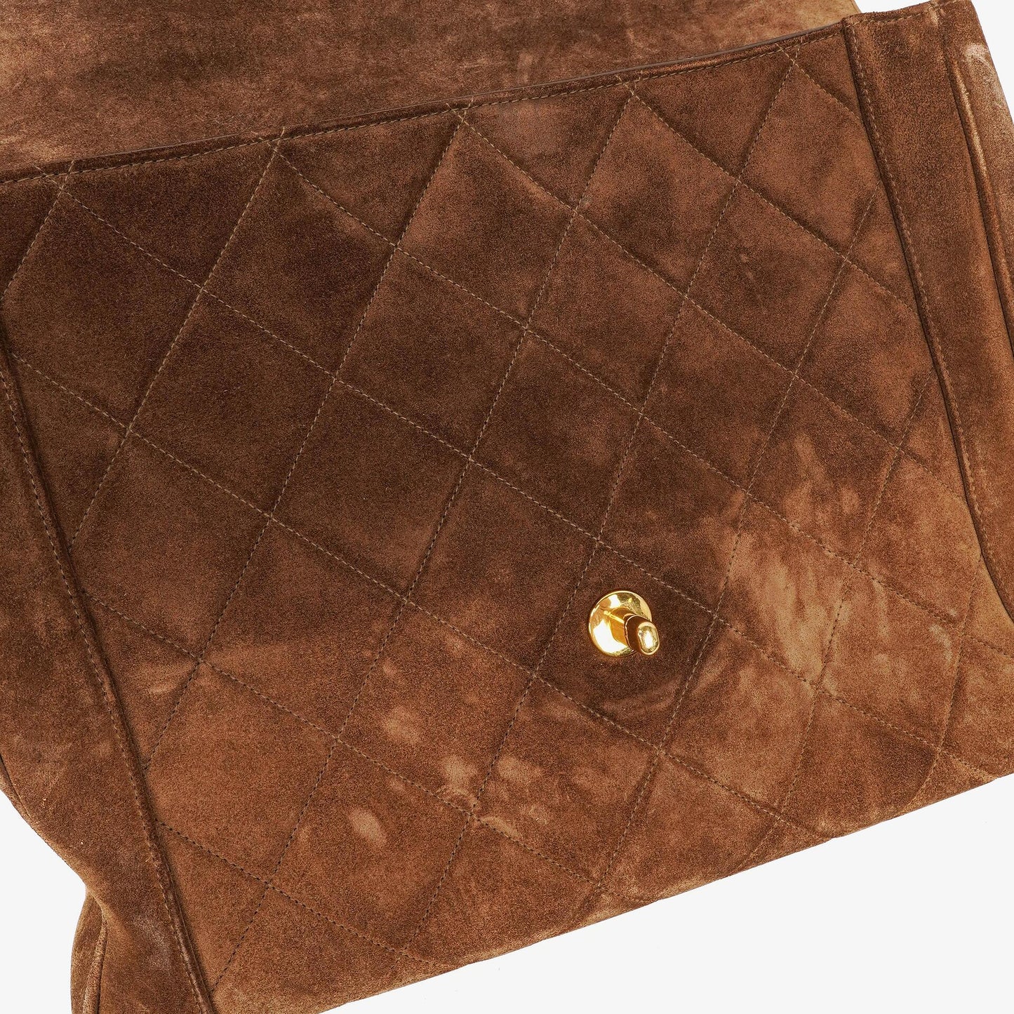 Chanel CC Logo Brown Suede Top Handle