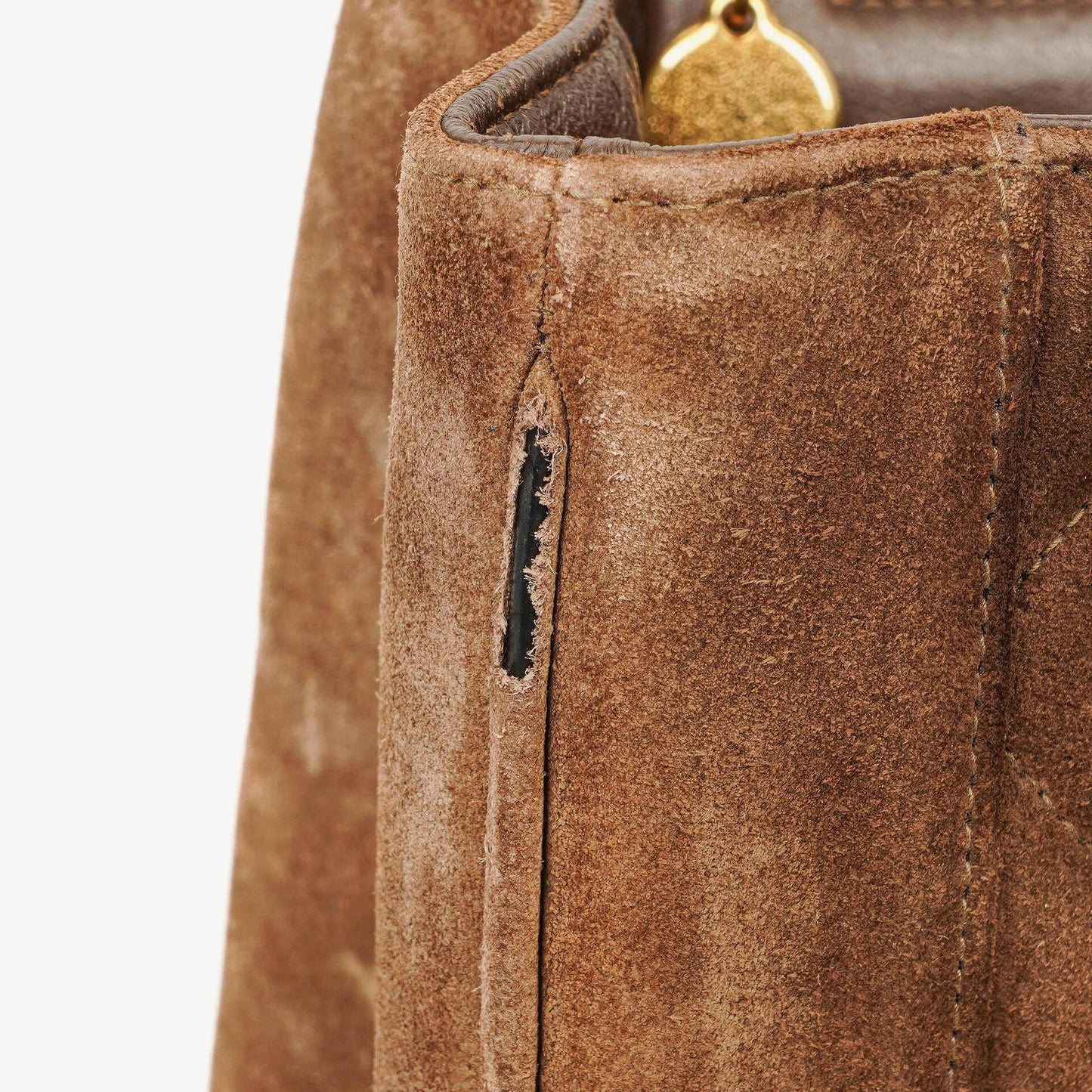 Chanel CC Logo Brown Suede Top Handle