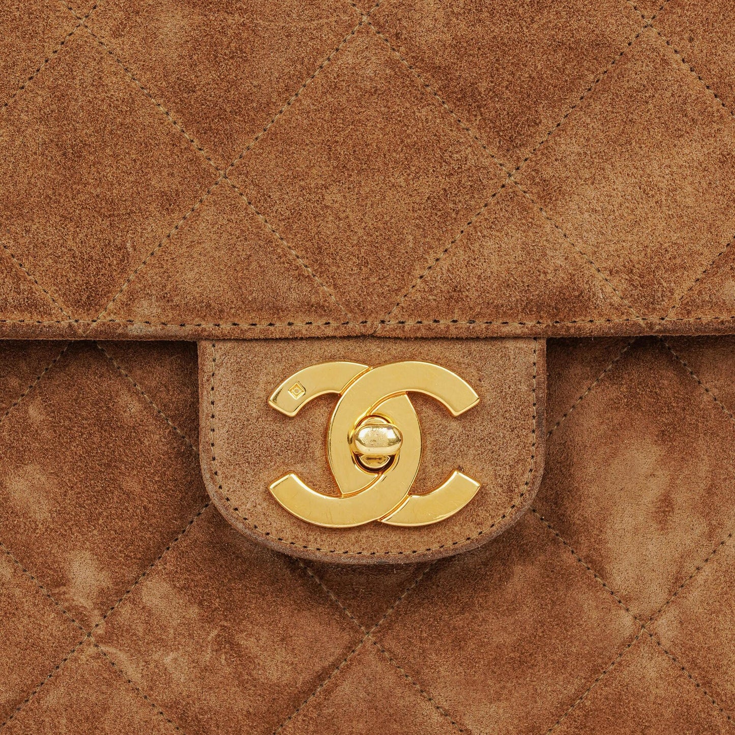 Chanel CC Logo Brown Suede Top Handle