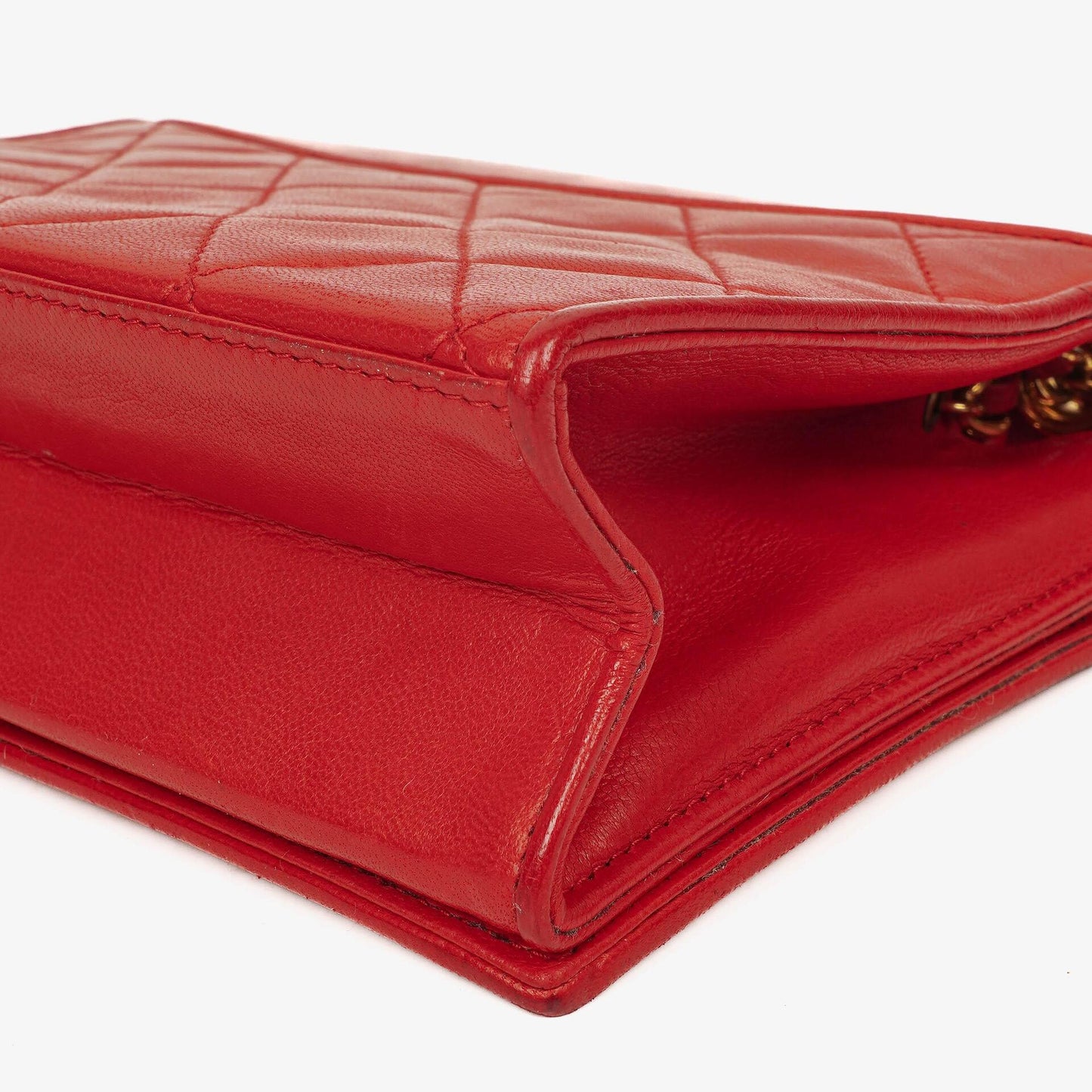 Chanel CC Logo Red Leather Full Flap Shoulder Bag