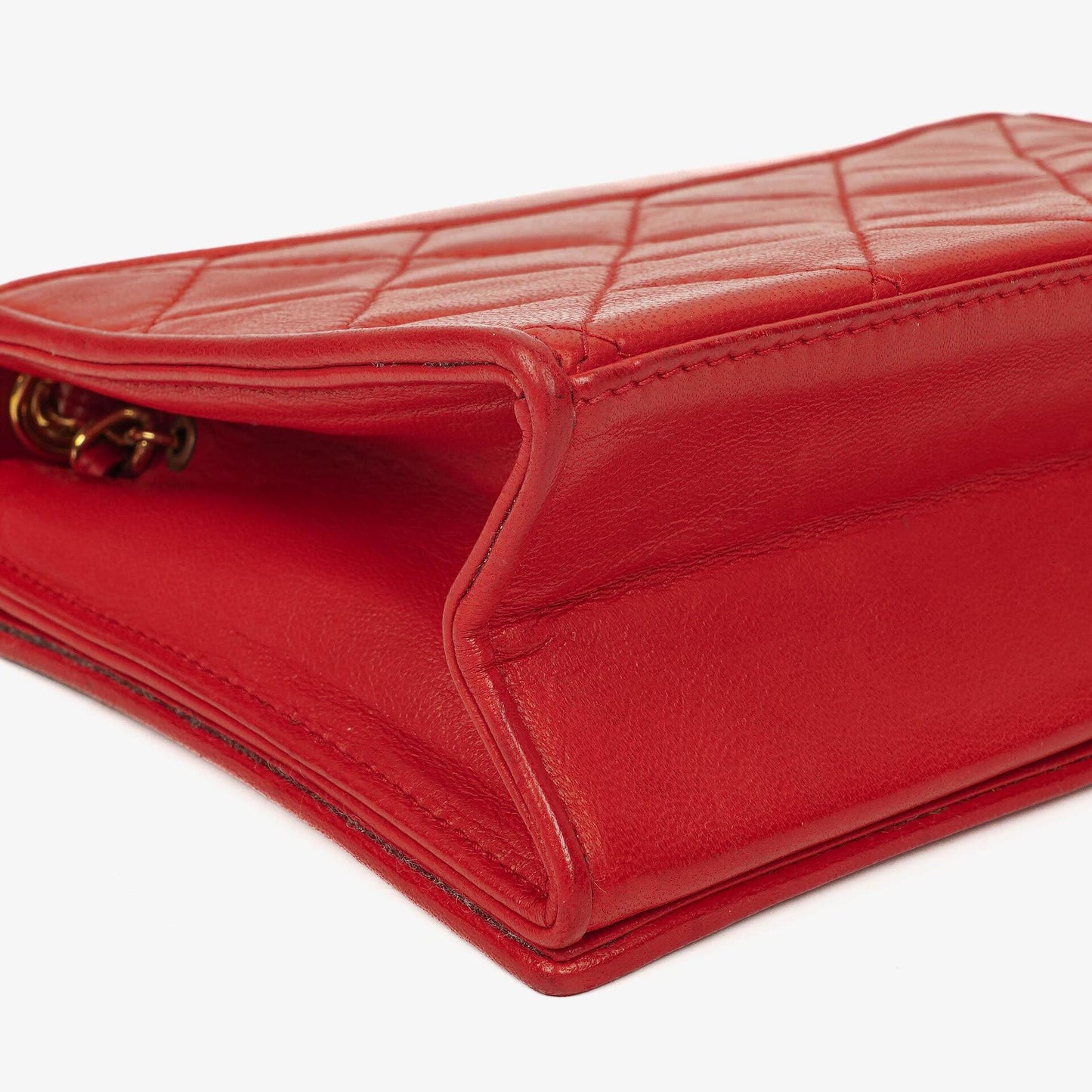 Chanel CC Logo Red Leather Full Flap Shoulder Bag