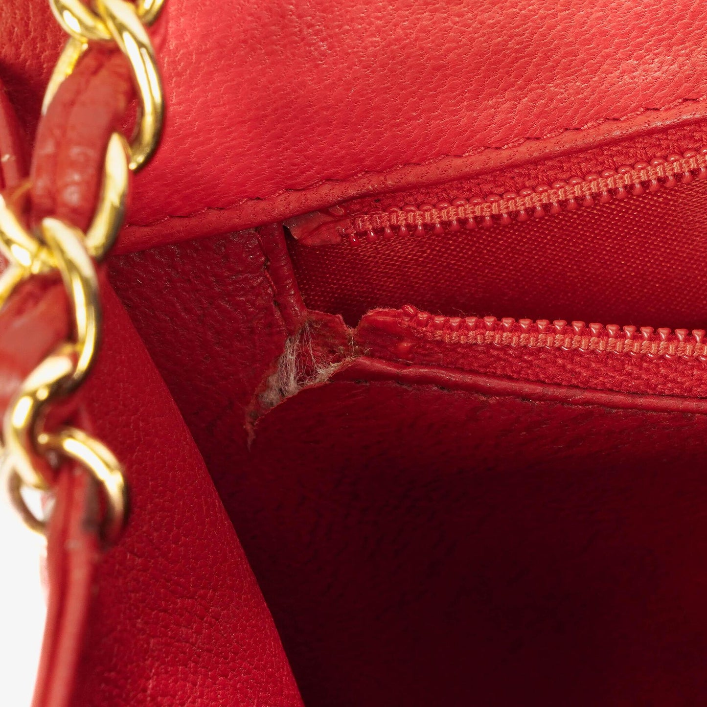 Chanel CC Logo Red Leather Full Flap Shoulder Bag