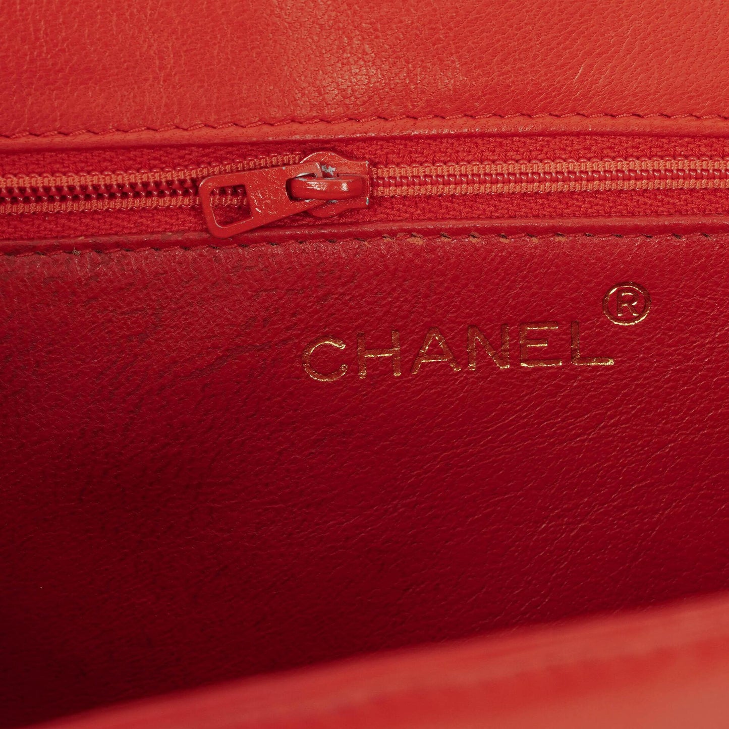 Chanel CC Logo Red Leather Full Flap Shoulder Bag