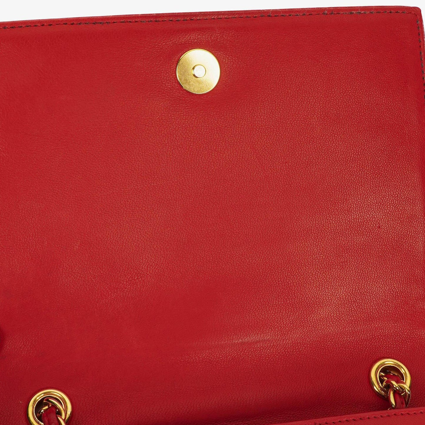 Chanel CC Logo Red Leather Full Flap Shoulder Bag