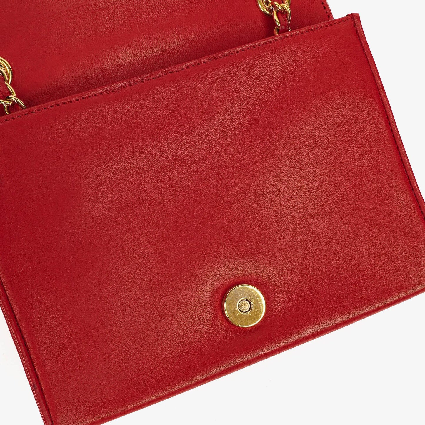 Chanel CC Logo Red Leather Full Flap Shoulder Bag