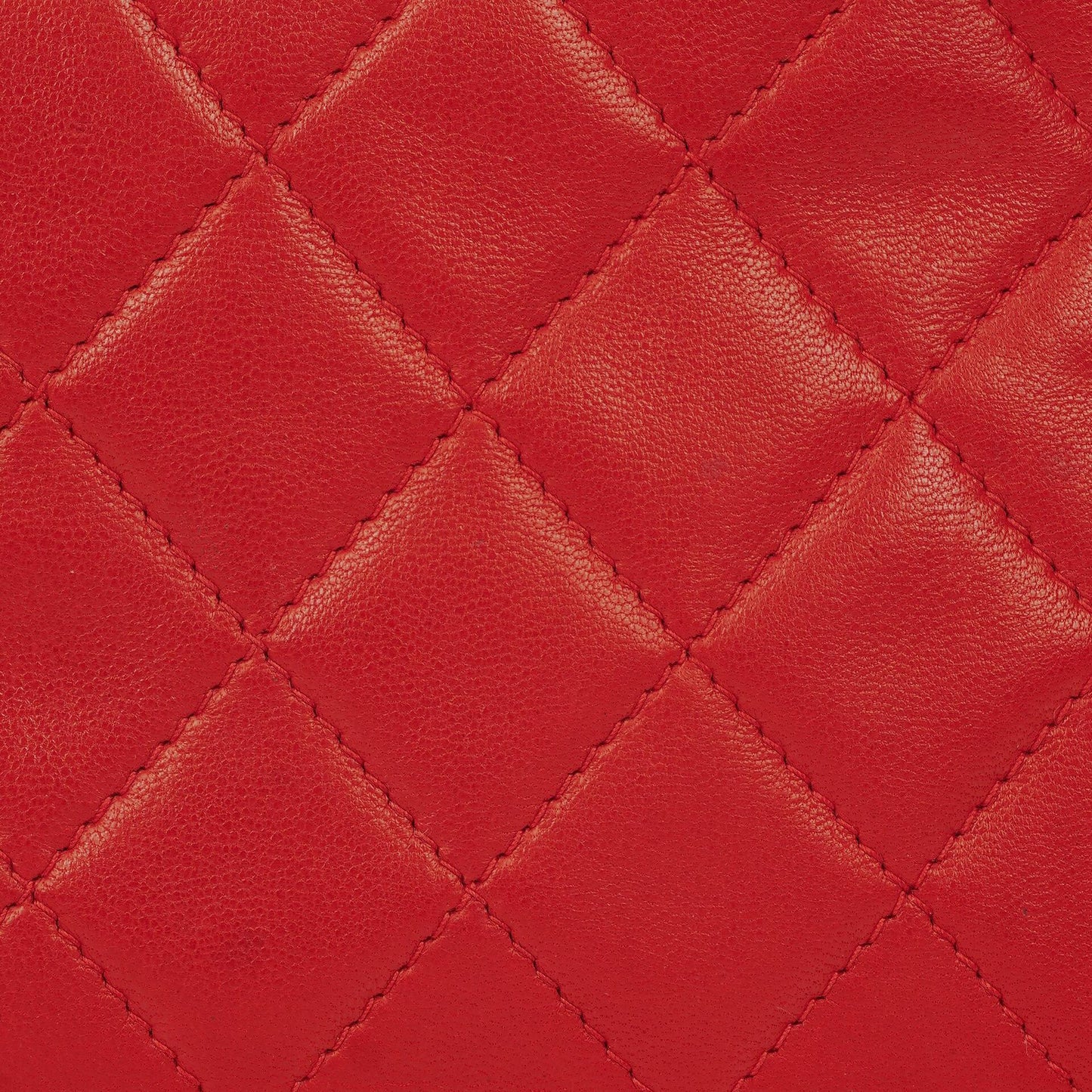 Chanel CC Logo Red Leather Full Flap Shoulder Bag