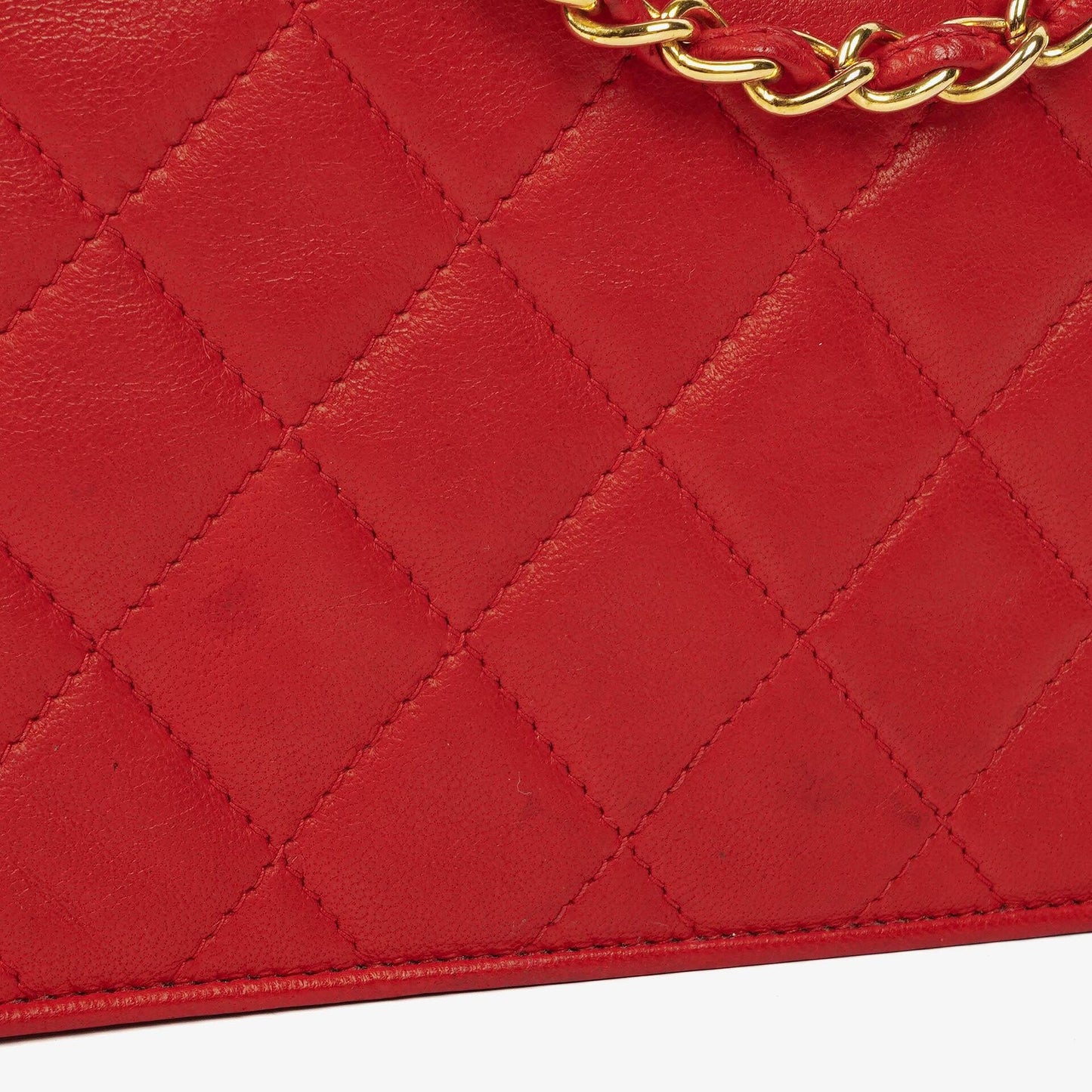 Chanel CC Logo Red Leather Full Flap Shoulder Bag