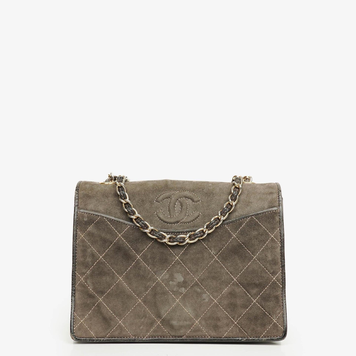 Chanel CC Logo Suede Full Flap Shoulder Bag