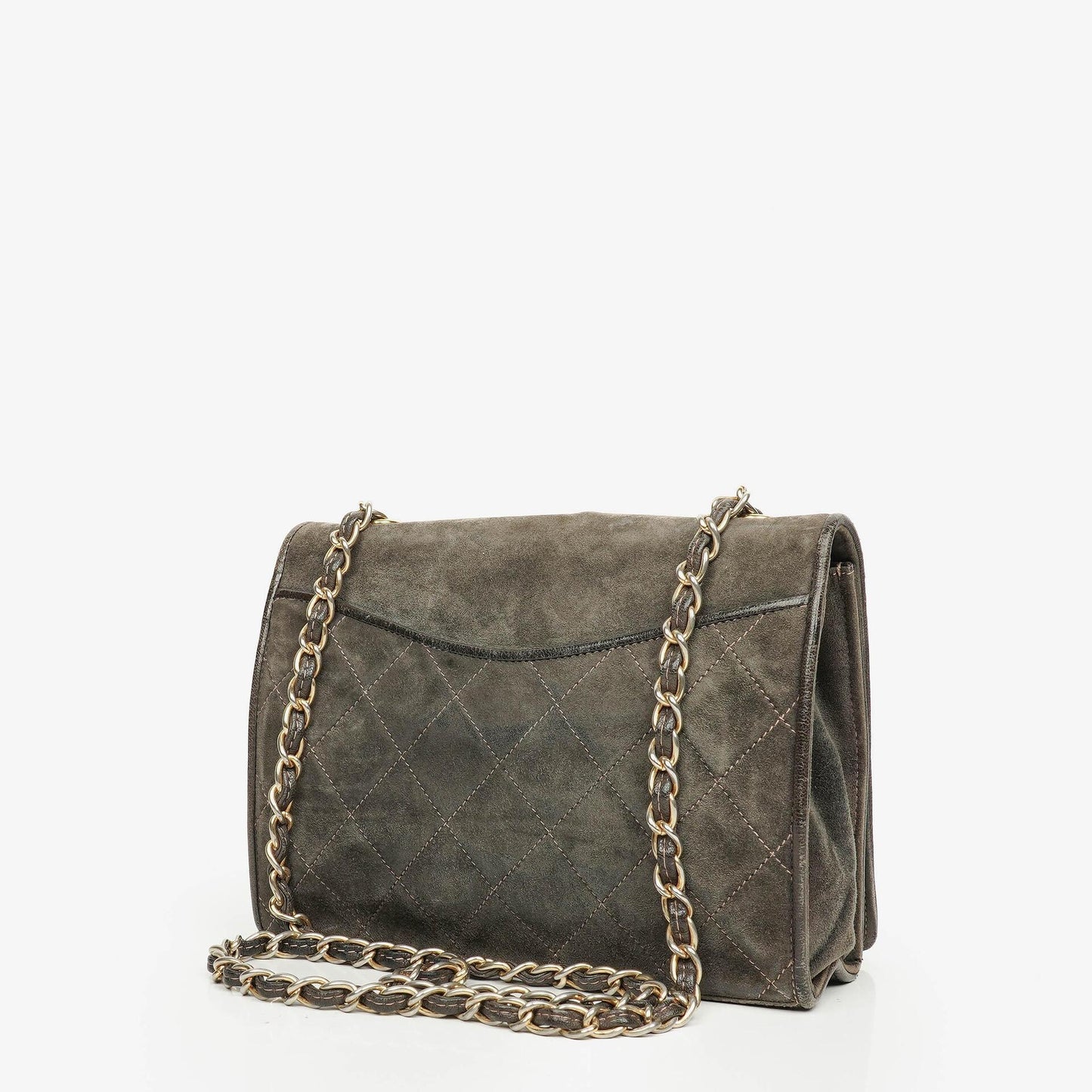 Chanel CC Logo Suede Full Flap Shoulder Bag