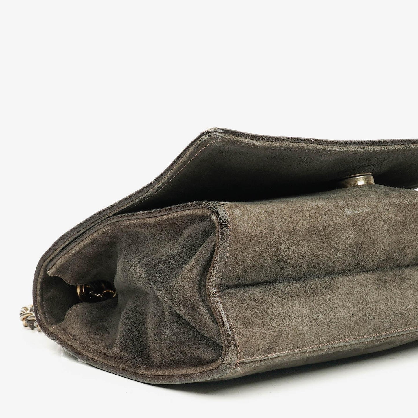 Chanel CC Logo Suede Full Flap Shoulder Bag