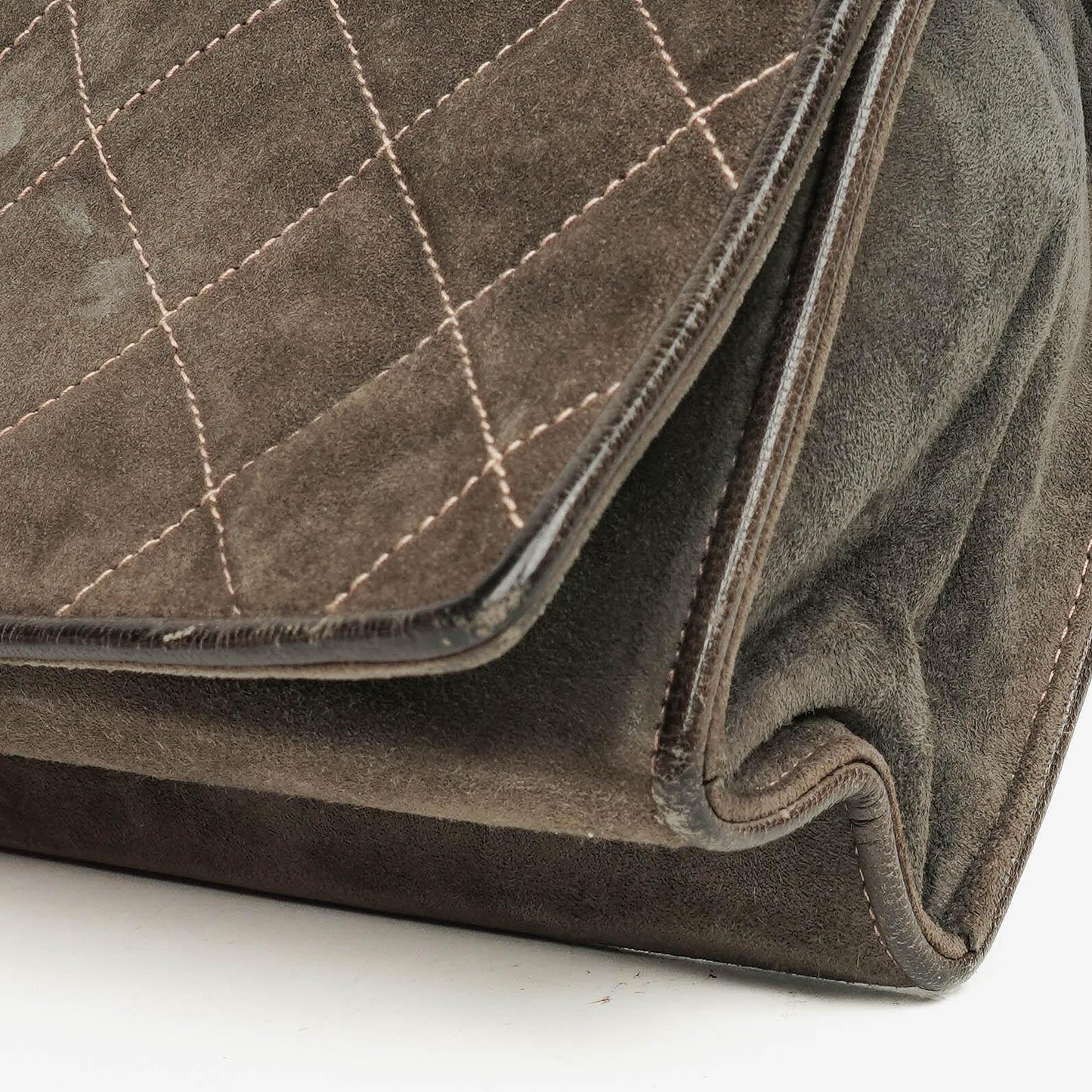 Chanel CC Logo Suede Full Flap Shoulder Bag