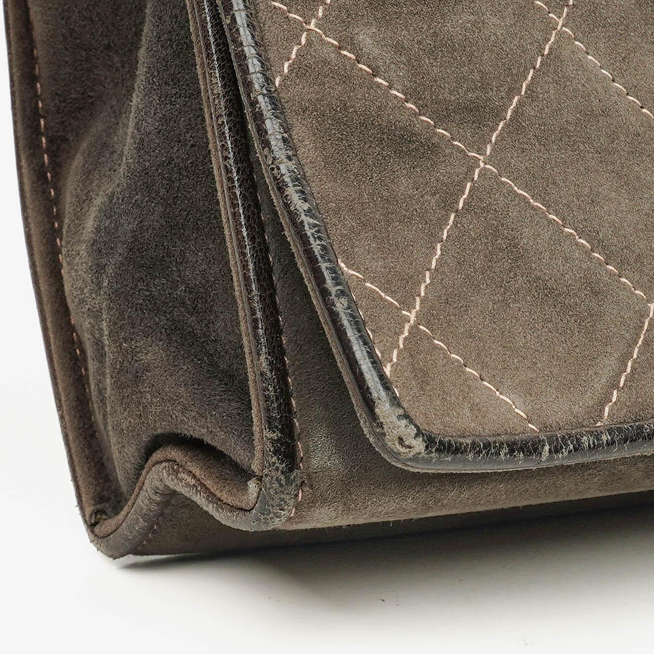 Chanel CC Logo Suede Full Flap Shoulder Bag