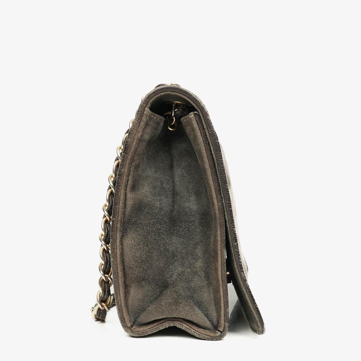 Chanel CC Logo Suede Full Flap Shoulder Bag