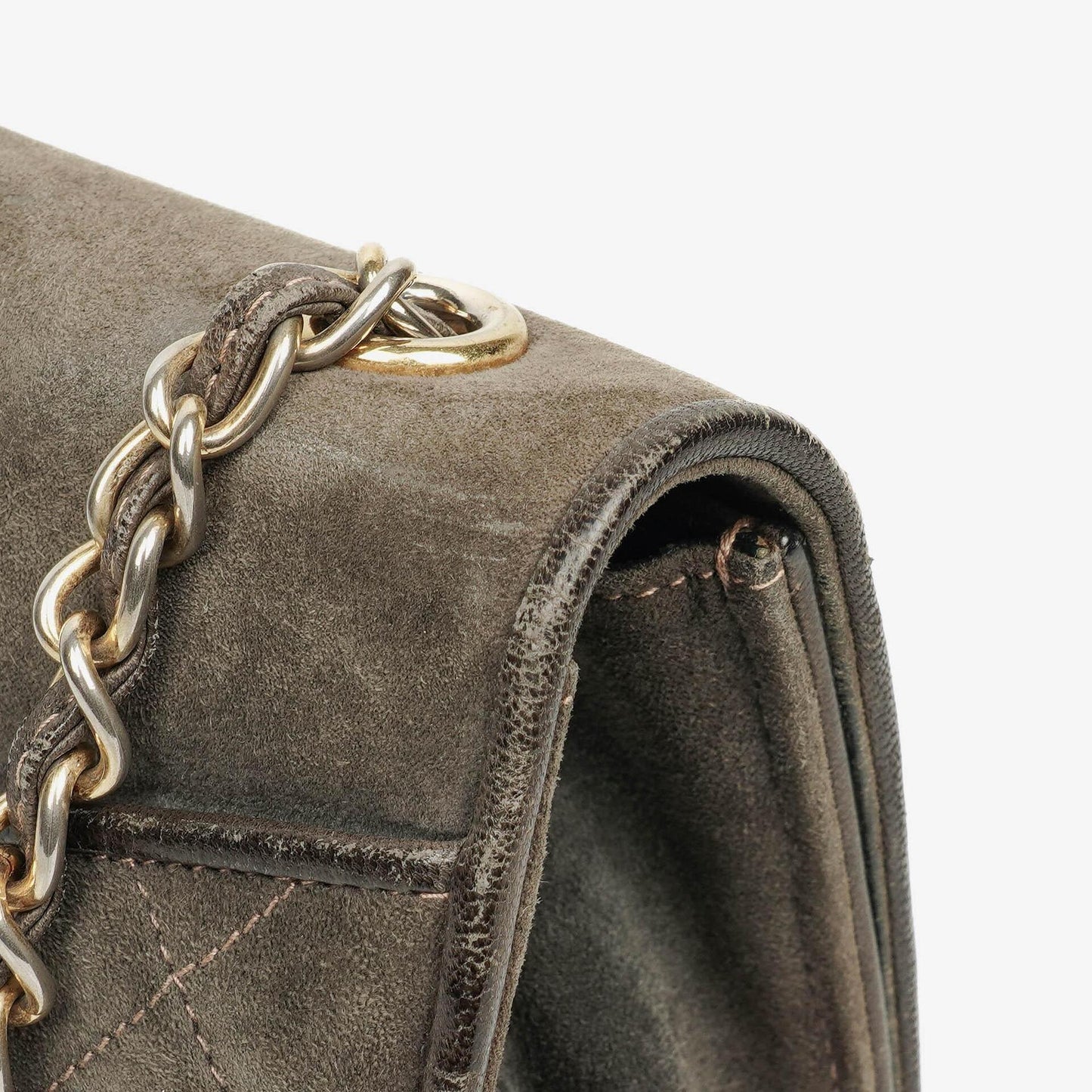 Chanel CC Logo Suede Full Flap Shoulder Bag