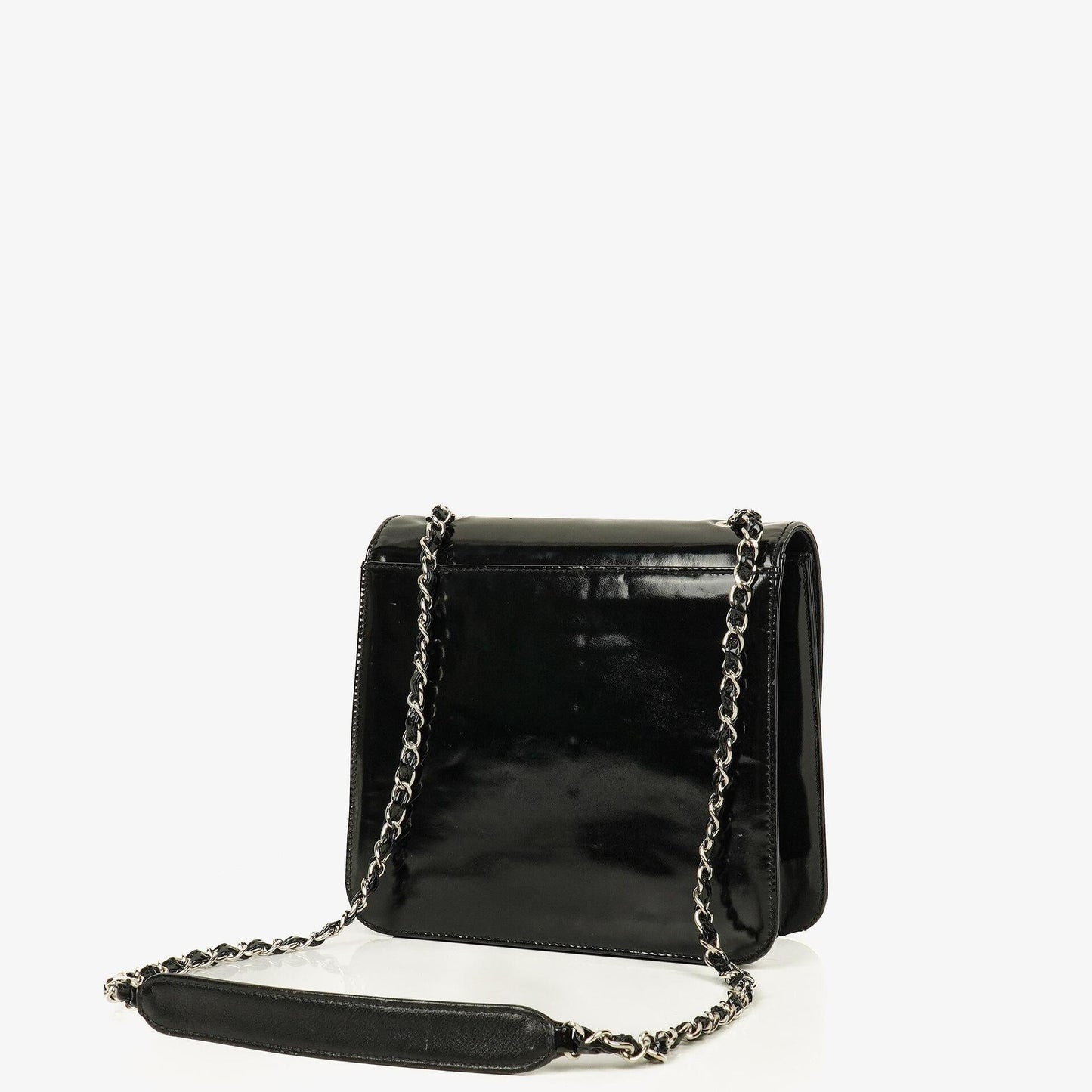 Chanel CC Square Black Patent Leather Flap Bag