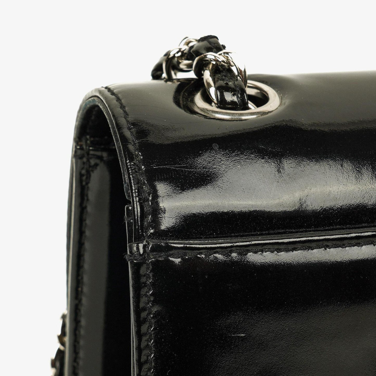 Chanel CC Square Black Patent Leather Flap Bag
