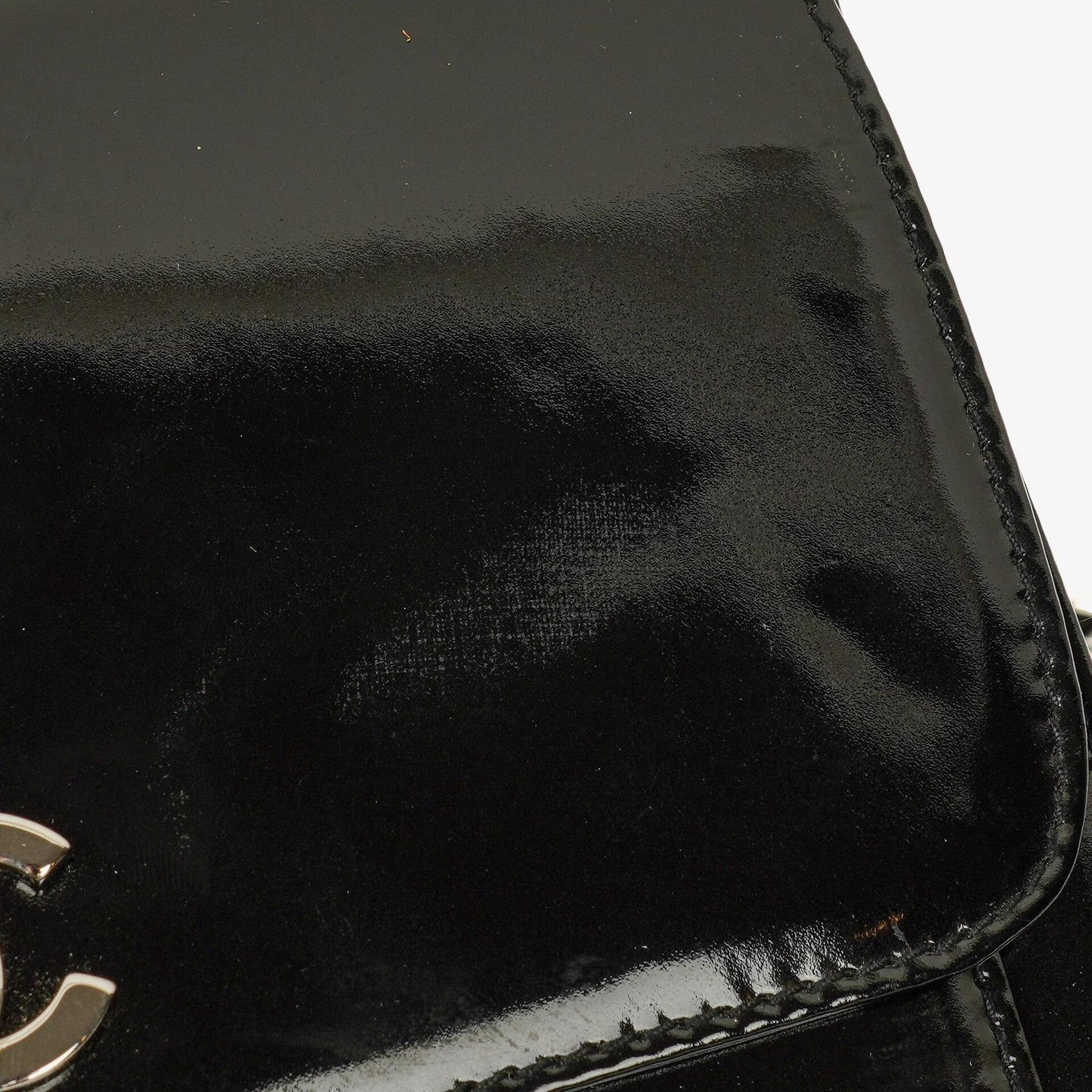 Chanel CC Square Black Patent Leather Flap Bag