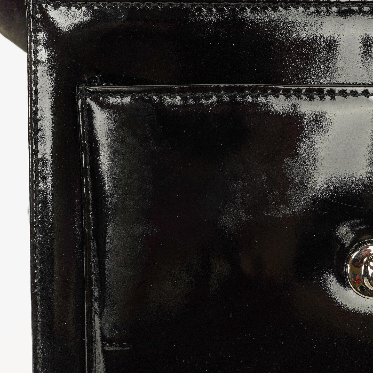 Chanel CC Square Black Patent Leather Flap Bag