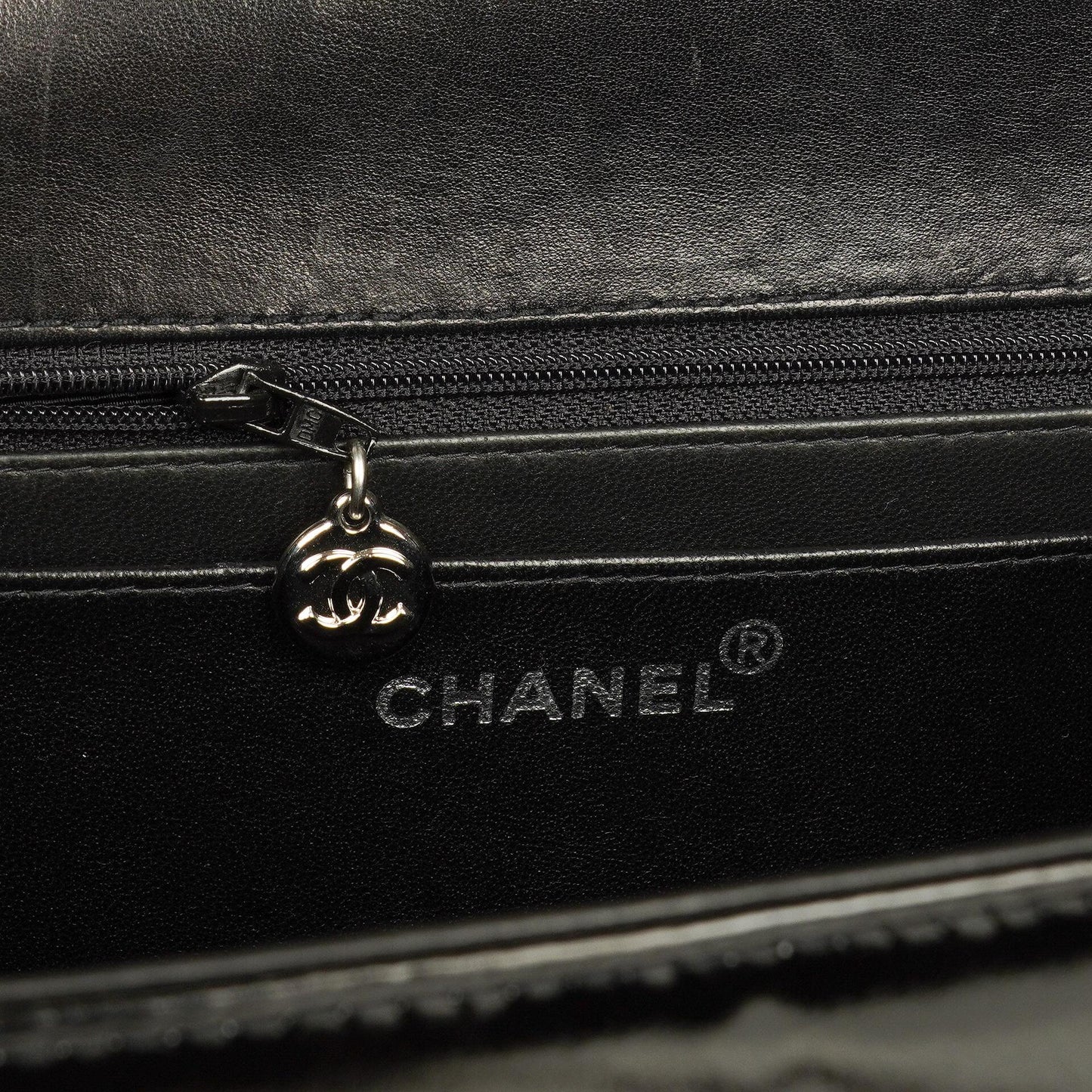 Chanel CC Square Black Patent Leather Flap Bag