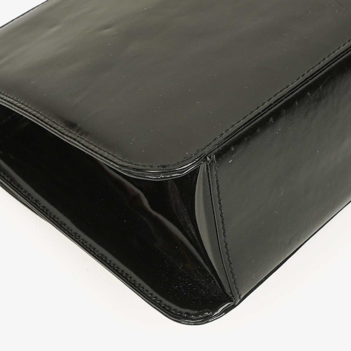 Chanel CC Square Black Patent Leather Flap Bag