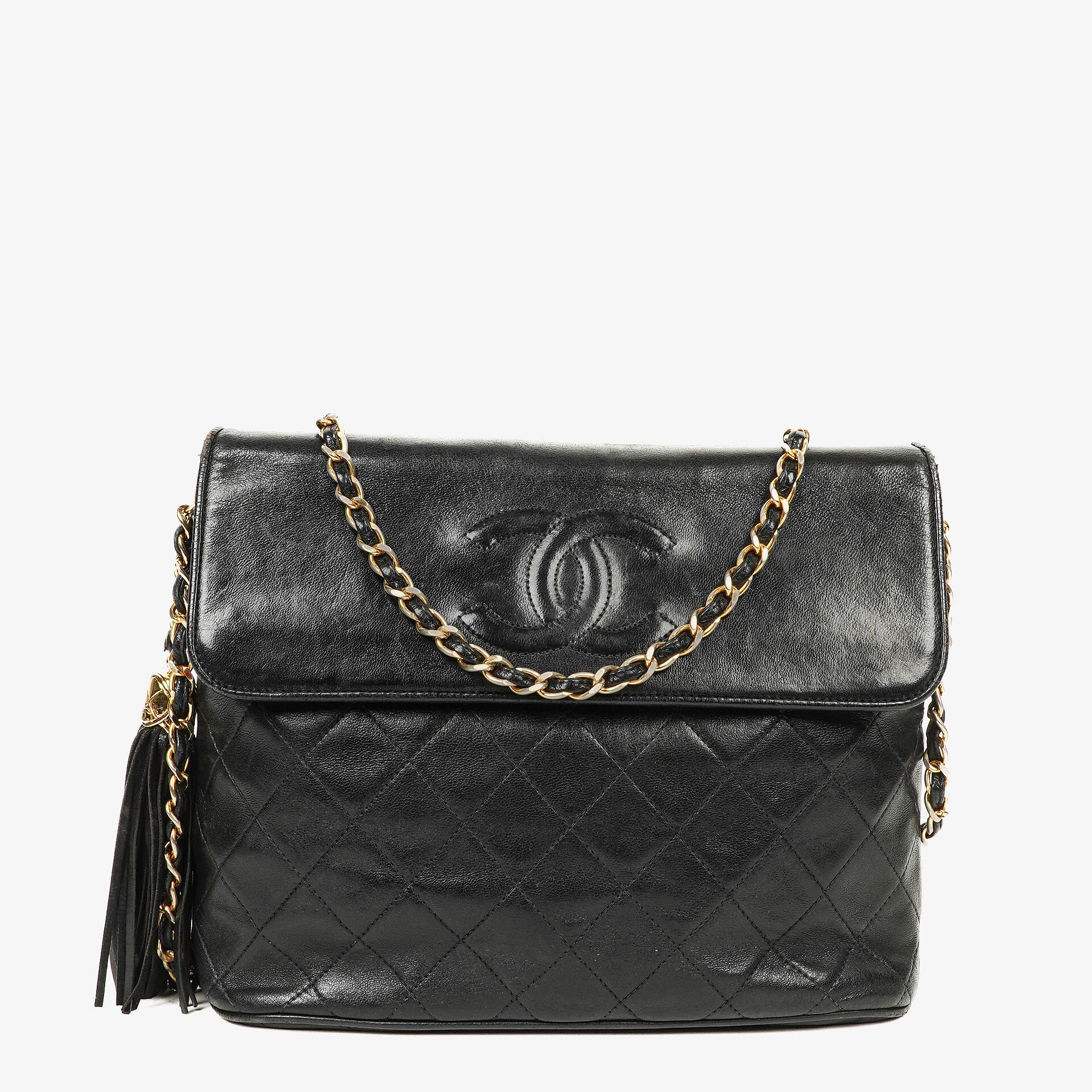 Chanel CC Tassel Quilted Black Leather Shoulder Bag