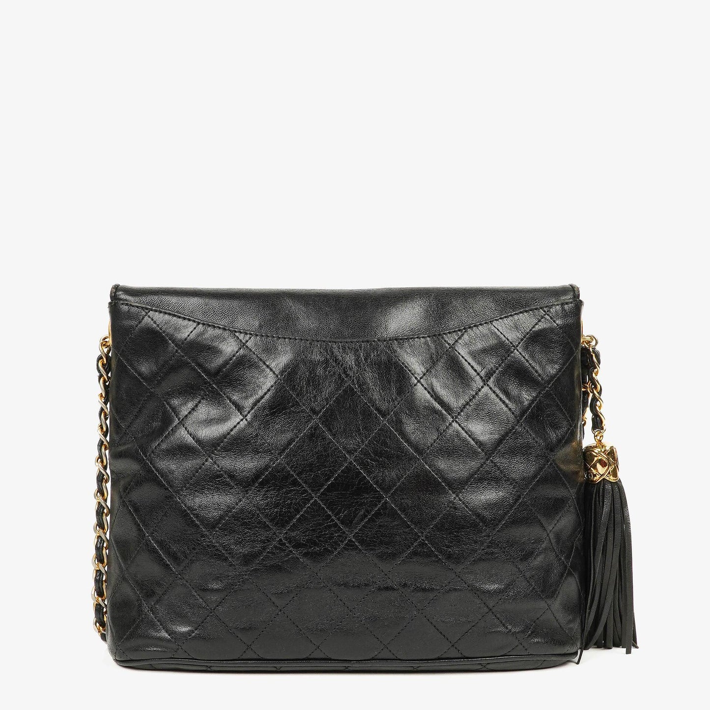 Chanel CC Tassel Quilted Black Leather Shoulder Bag
