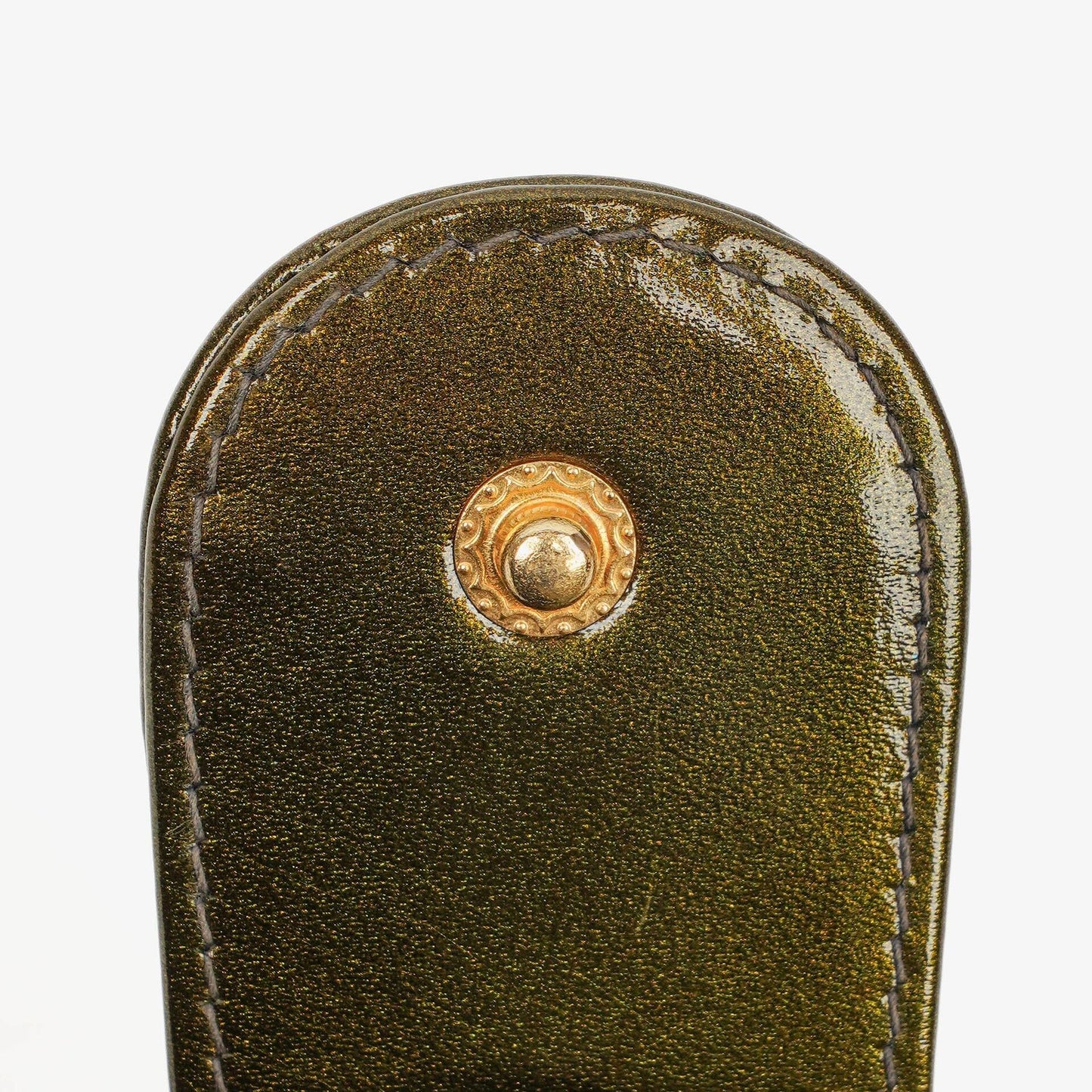 Chanel CC Vanity Case Olive Green Iridescent Quilted Patent Leather