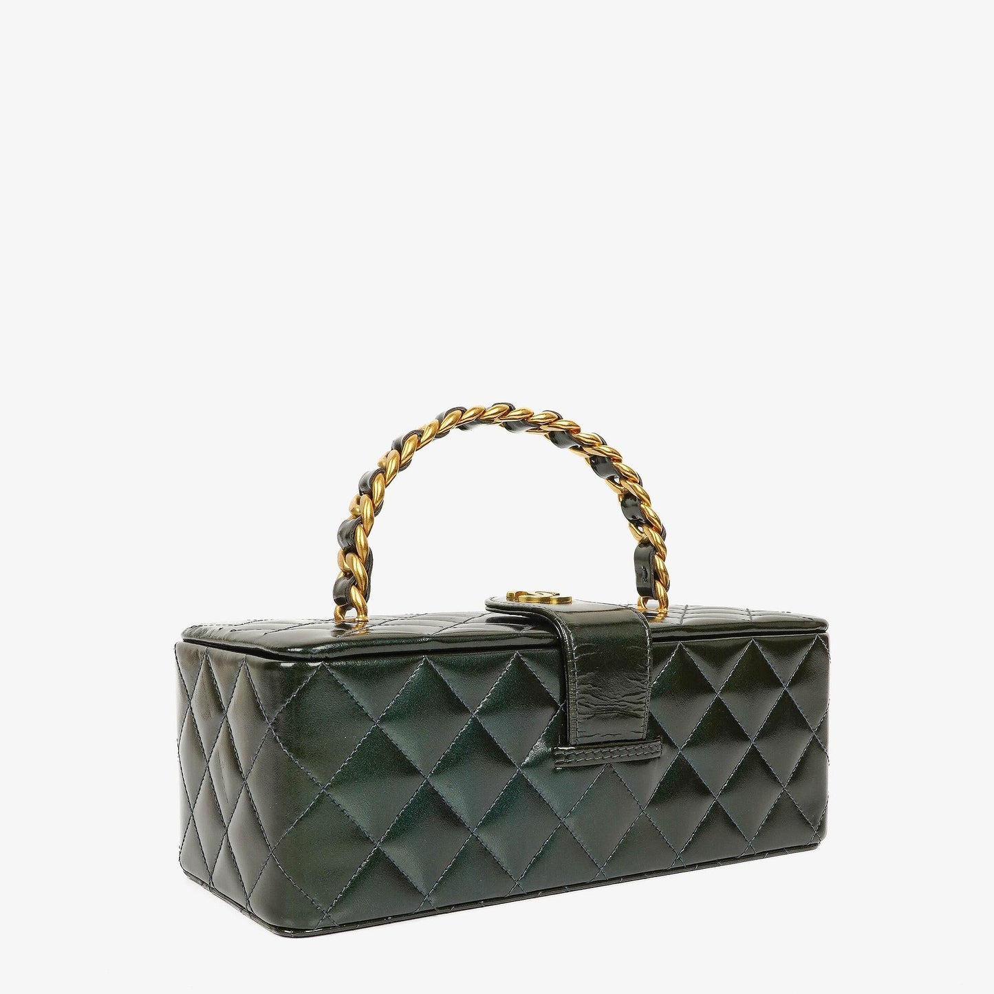 Chanel CC Vanity Case Quilted Patent Leather