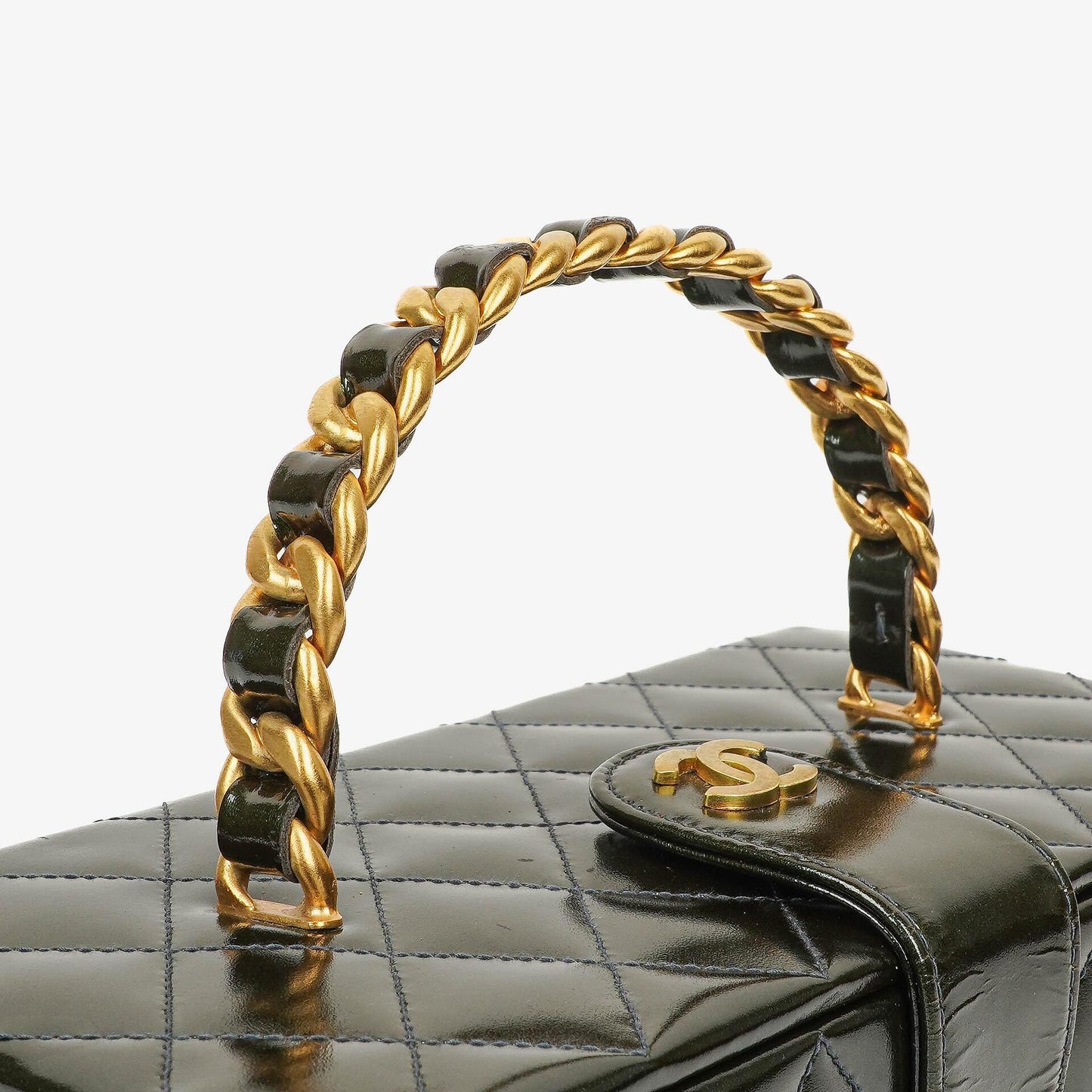 Chanel CC Vanity Case Quilted Patent Leather