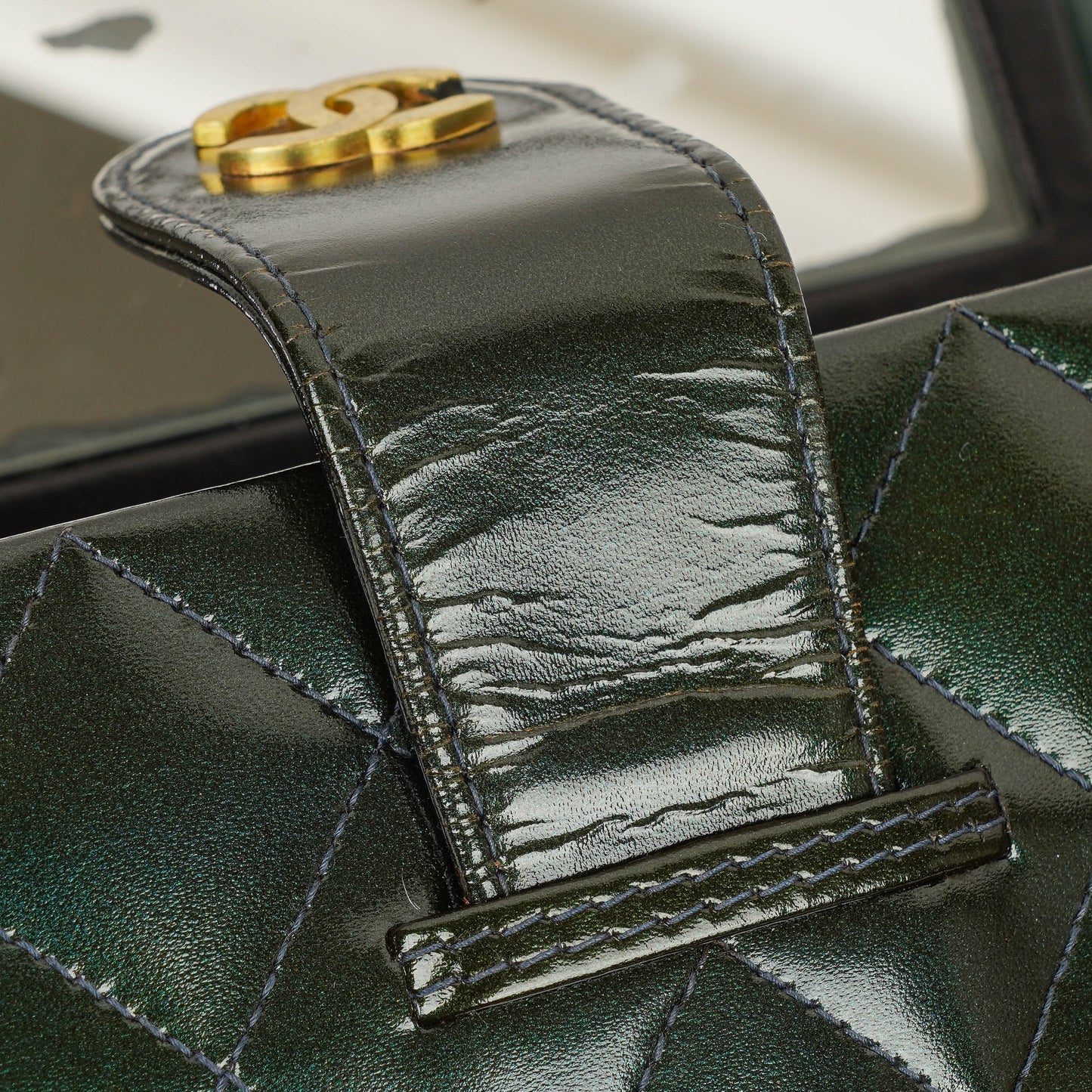 Chanel CC Vanity Case Quilted Patent Leather