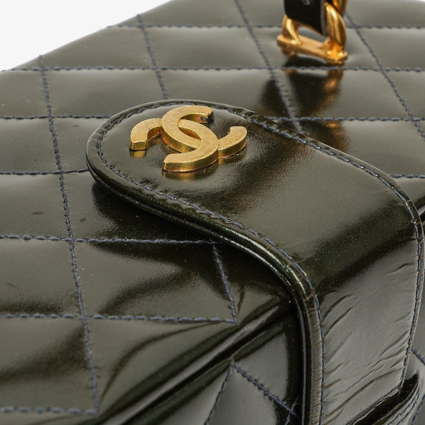 Chanel CC Vanity Case Quilted Patent Leather
