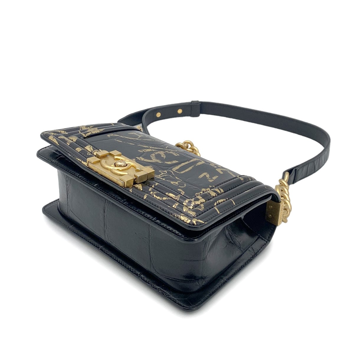 CHANEL BOY CHANEL MINI CHAIN SHOULDER BAG BLACK LEATHER 90261555