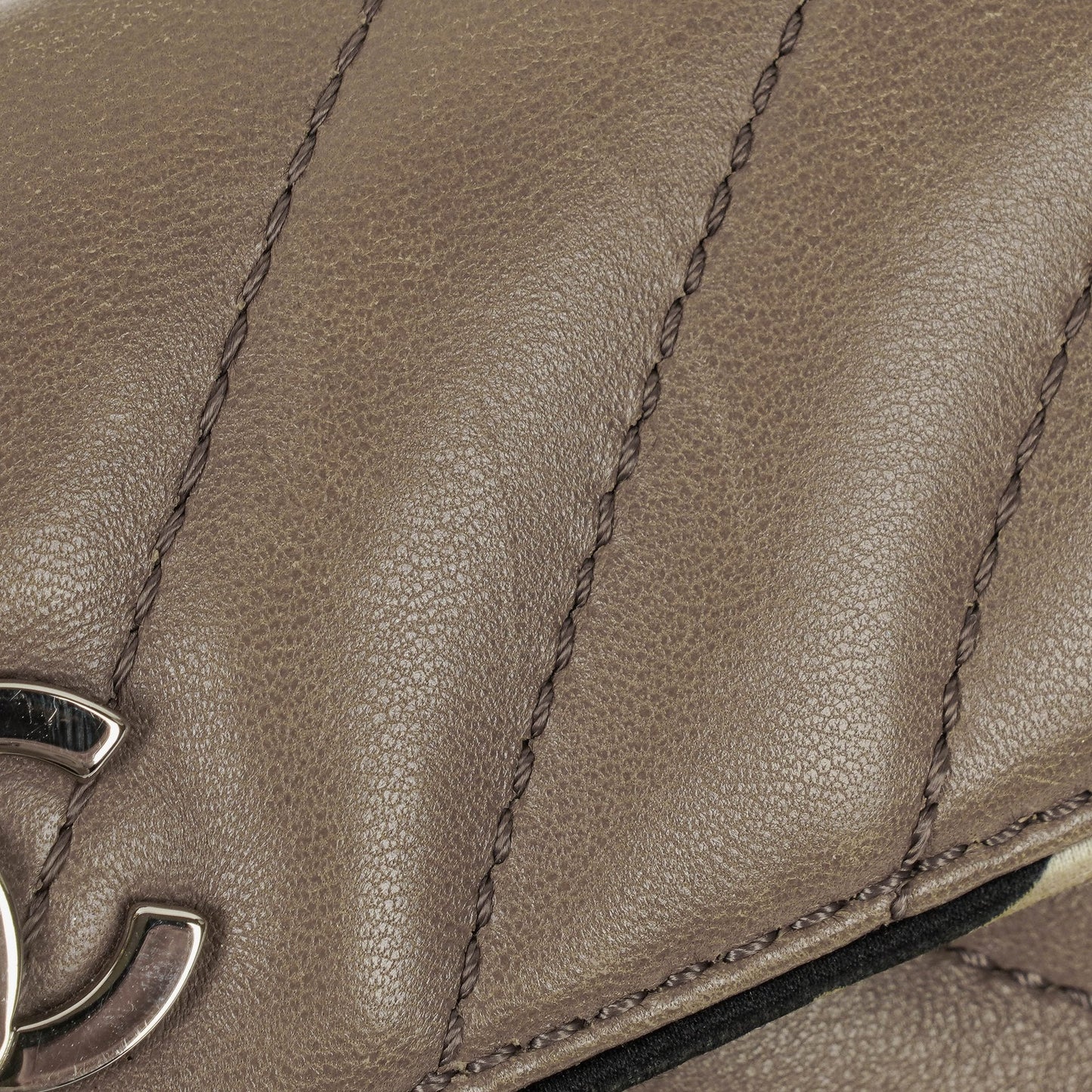 Chanel Chevron Mini Flap Quilted Lambskin And Printed Silk Trim With Silver Hardware