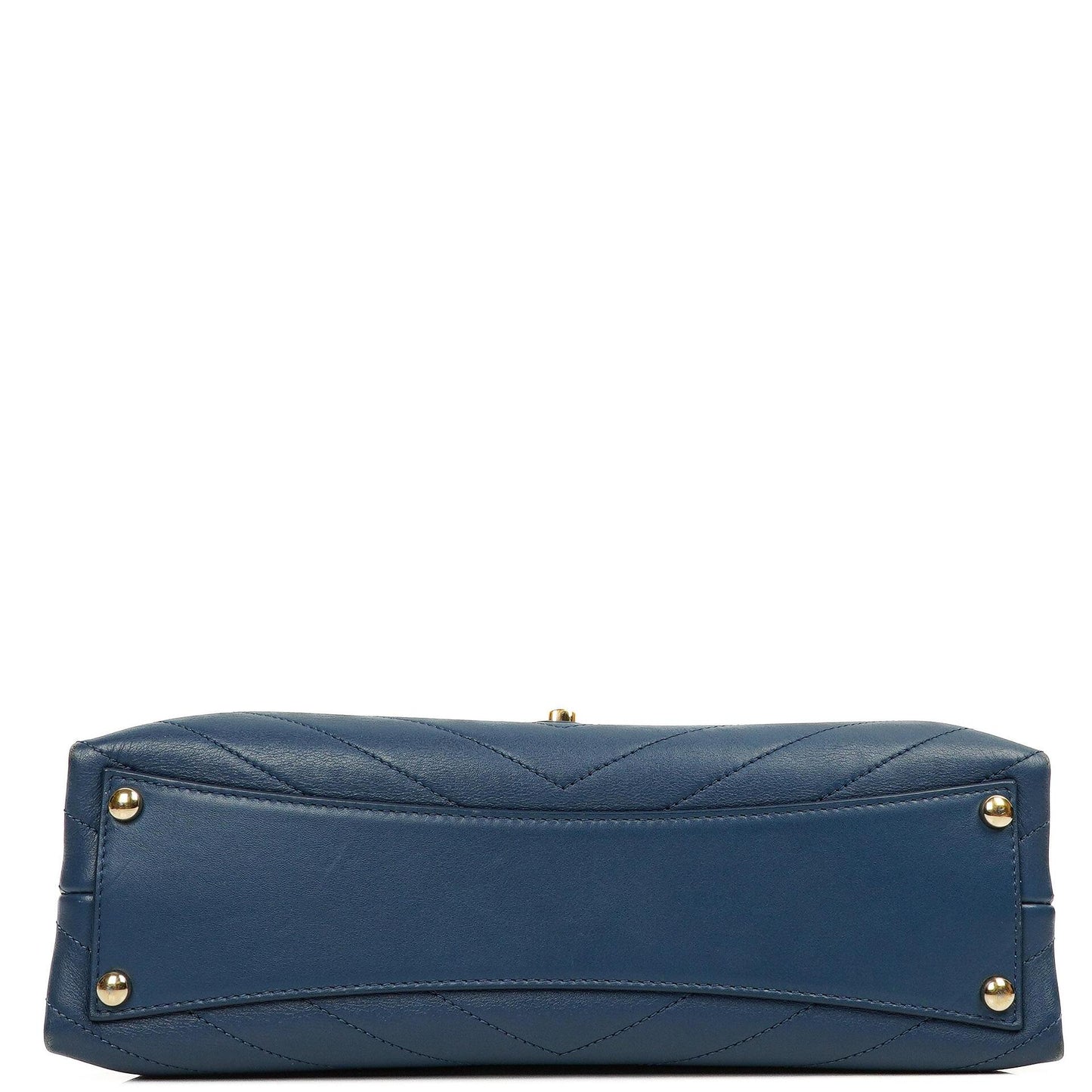 Chanel Chevron Stitched Large Envelope Compartment Flap Bag Blue Calfskin Gold-Tone Hardware, 2018-2019
