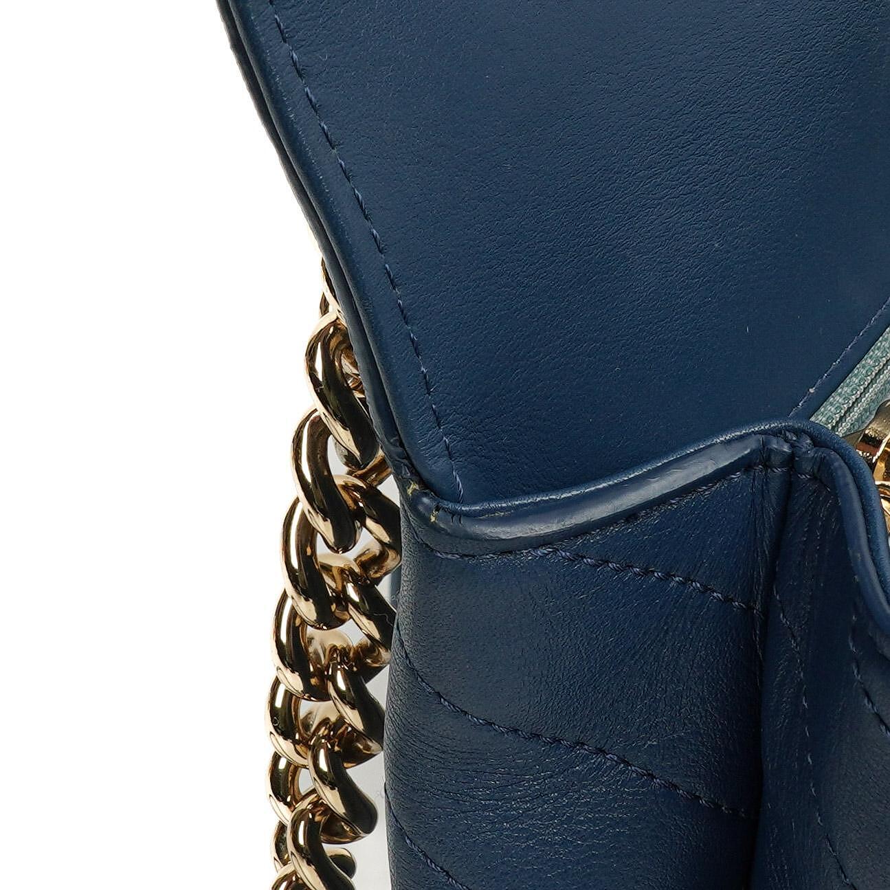 Chanel Chevron Stitched Large Envelope Compartment Flap Bag Blue Calfskin Gold-Tone Hardware, 2018-2019