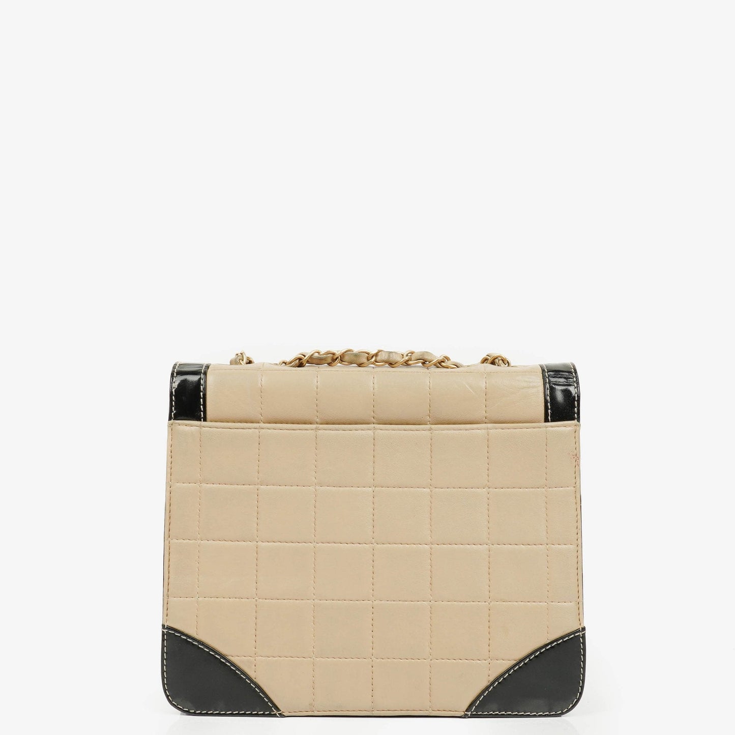 Chanel Chocolate Bar Lambskin And Patent Leather Single Flap Bag