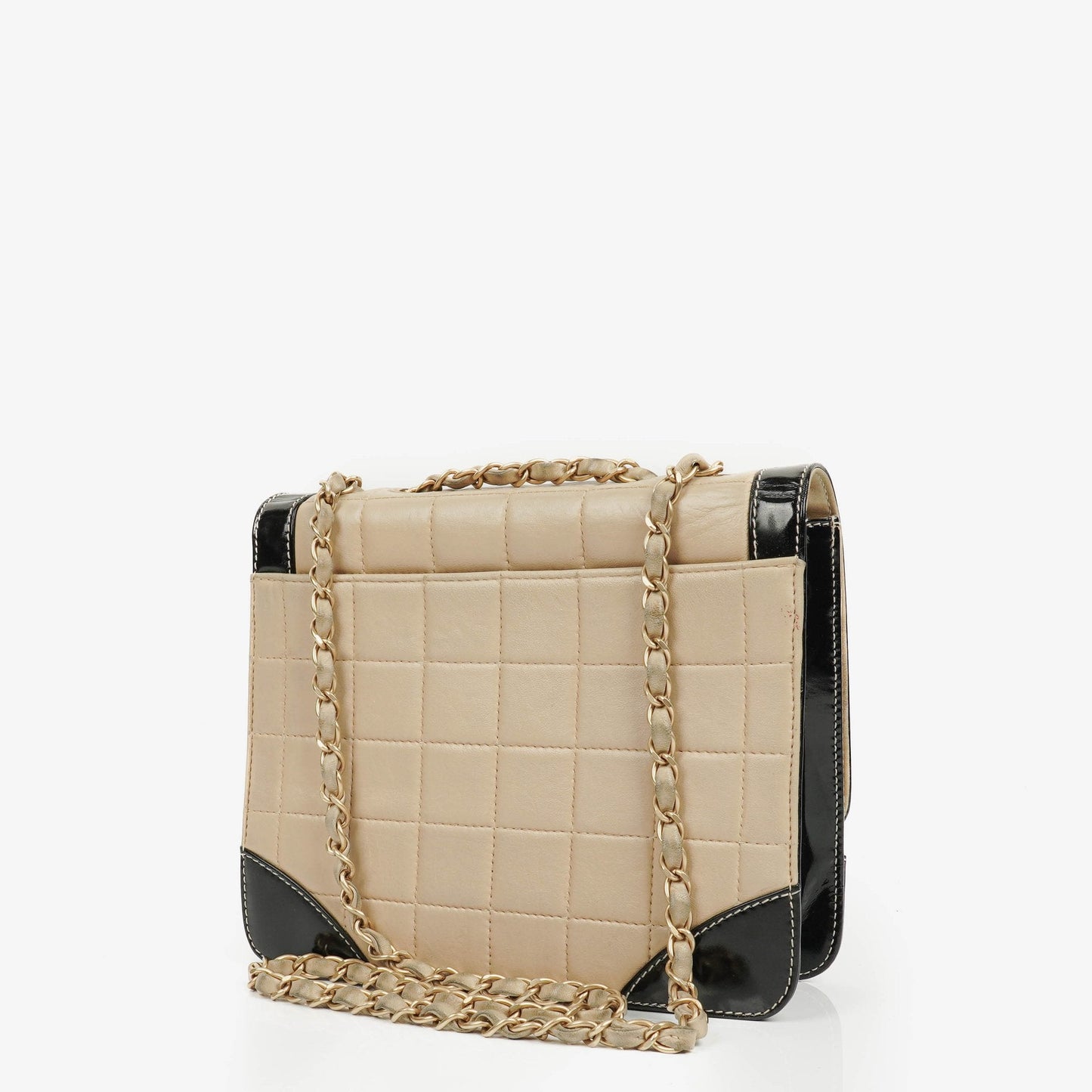 Chanel Chocolate Bar Lambskin And Patent Leather Single Flap Bag