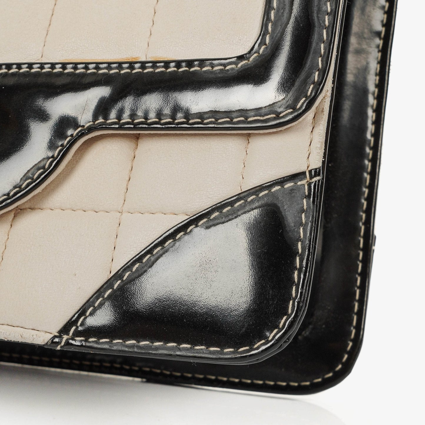 Chanel Chocolate Bar Leather And Patent Leather Single Flap Bag