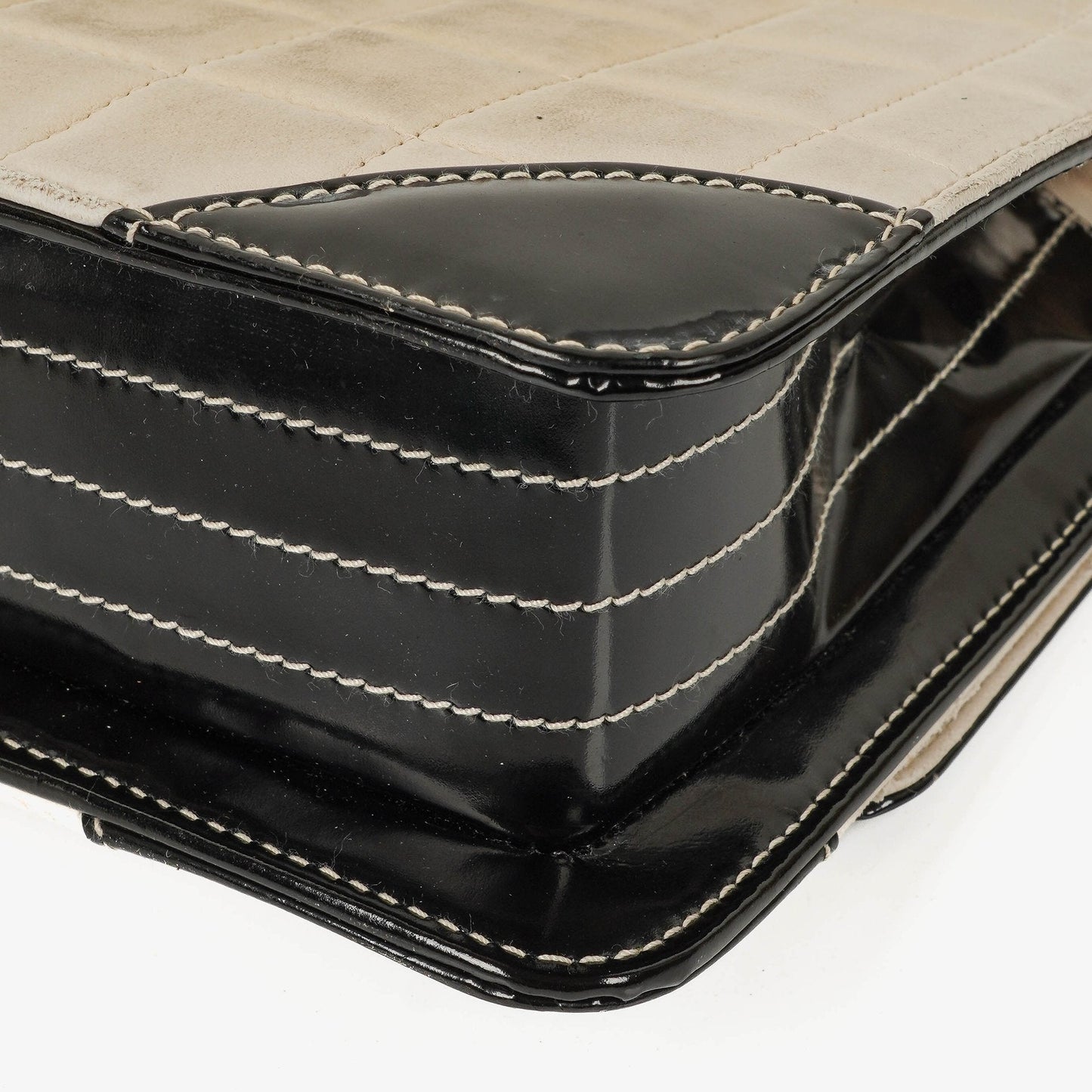Chanel Chocolate Bar Leather And Patent Leather Single Flap Bag