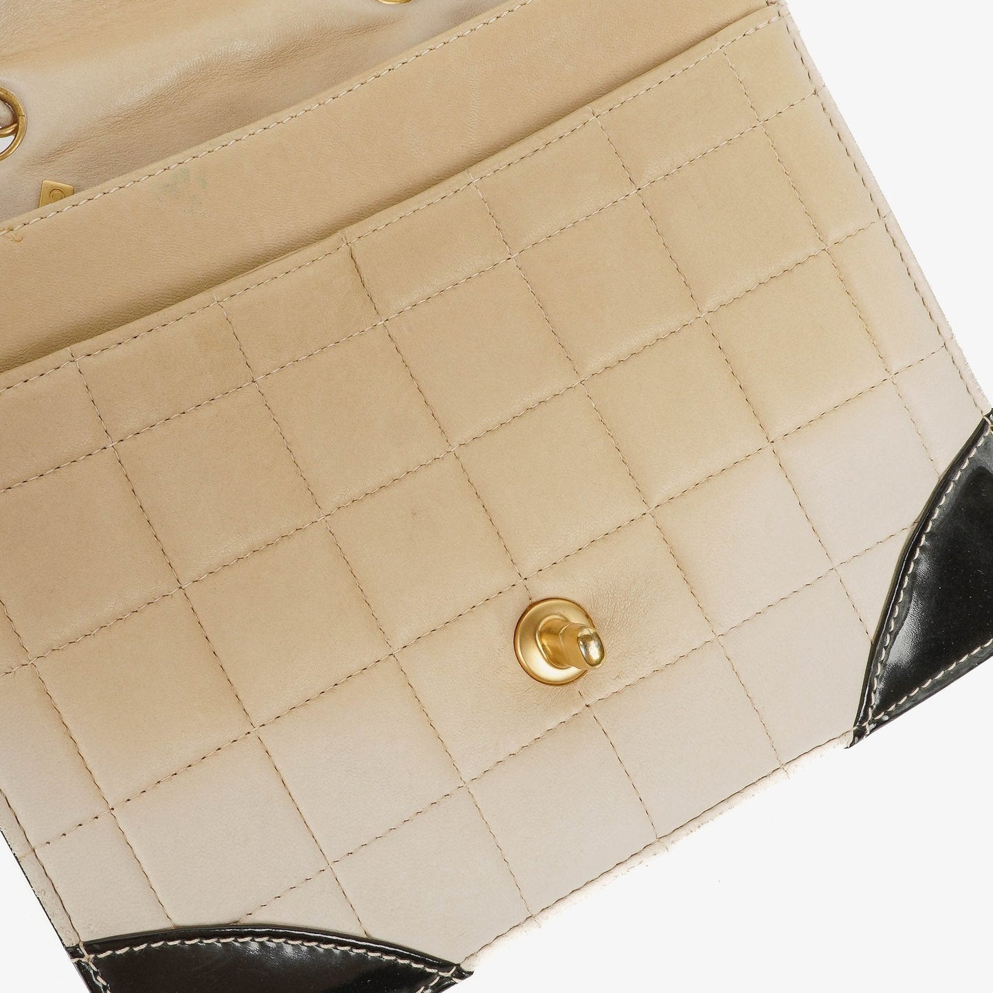 Chanel Chocolate Bar Leather And Patent Leather Single Flap Bag
