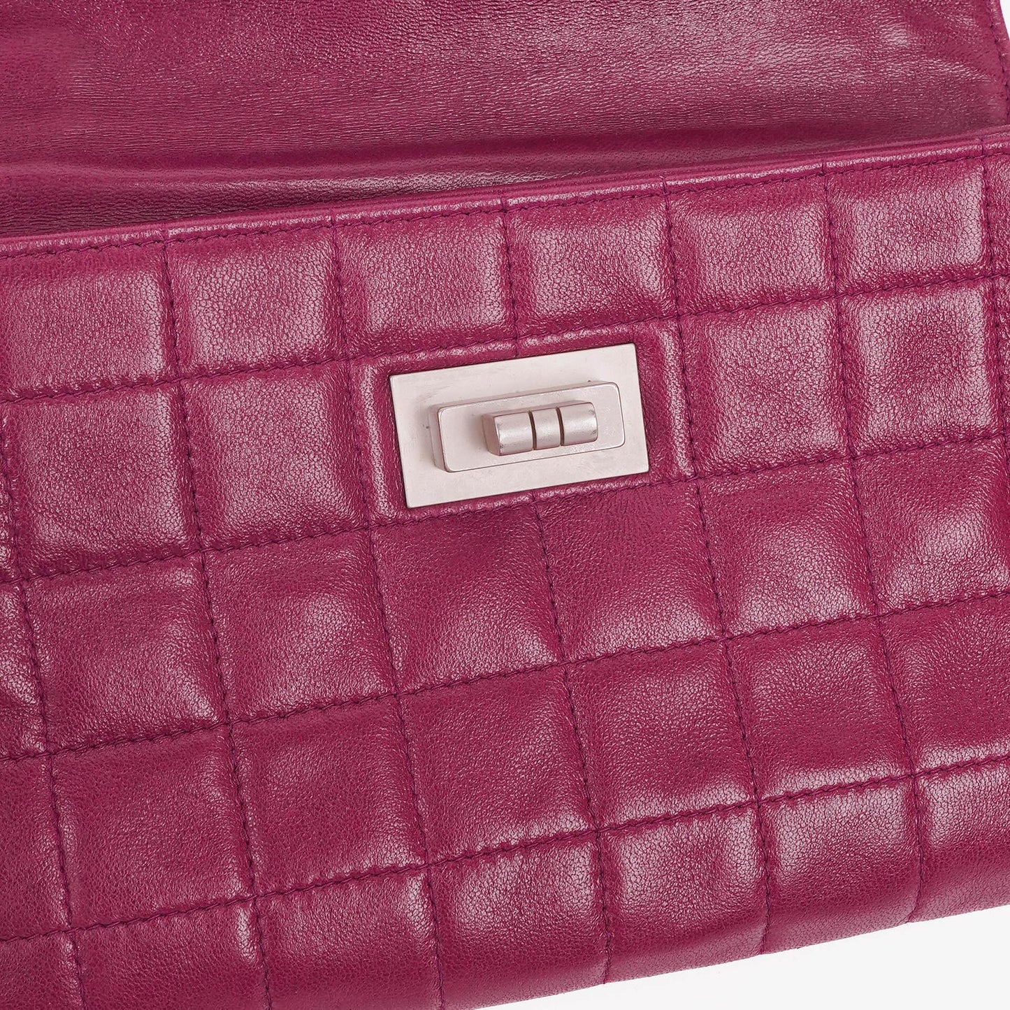 Chanel Chocolate Bar Purple Leather Quilted Flap Bag